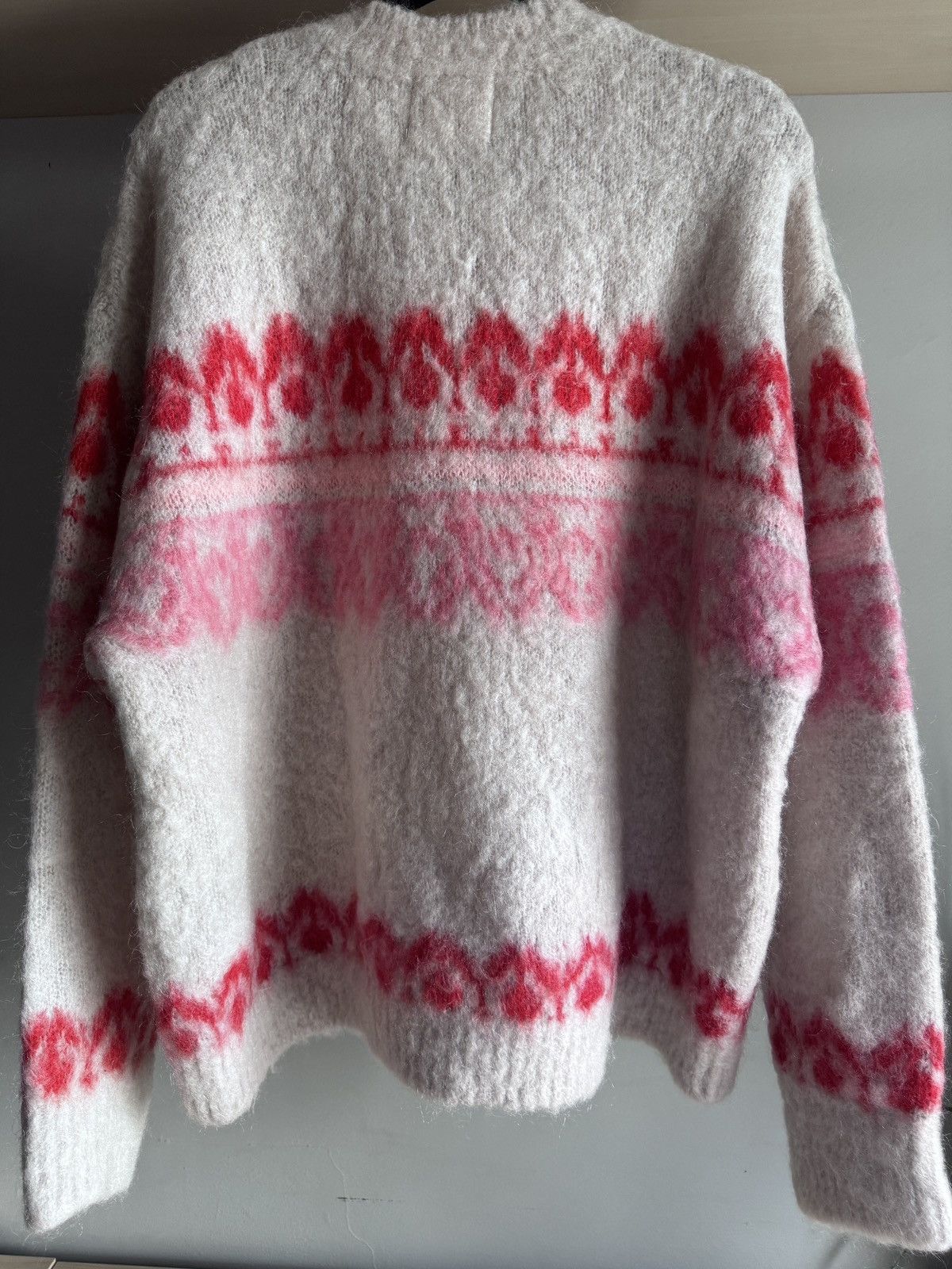 Isabel Marant Etoile Dully Wool & Mohair Sweater in Ecru Raspberry Size L / US 10 / IT 46 - 3 Thumbnail