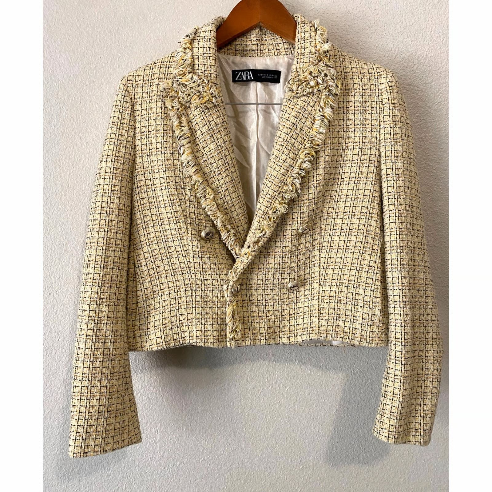 Zara RARE!!! ZARA Cropped Jacket with Frayed Trims NWT Size L / US 10 / IT 46 - 16 Thumbnail