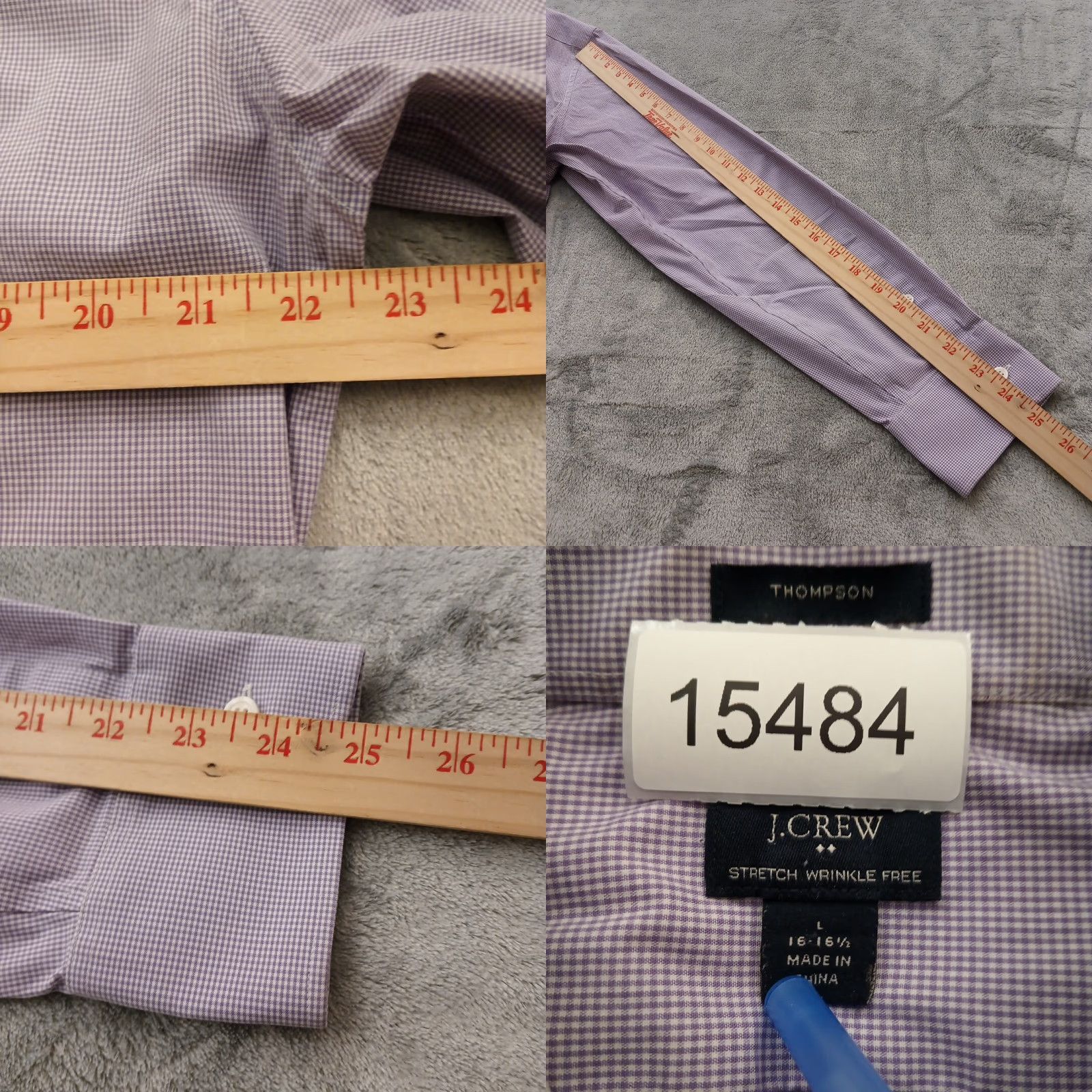 J.Crew J.Crew Thompson Shirt Mens Large Purple Micro Check Long Sleeve Button Up Size US L / EU 52-54 / 3 - 8 Thumbnail