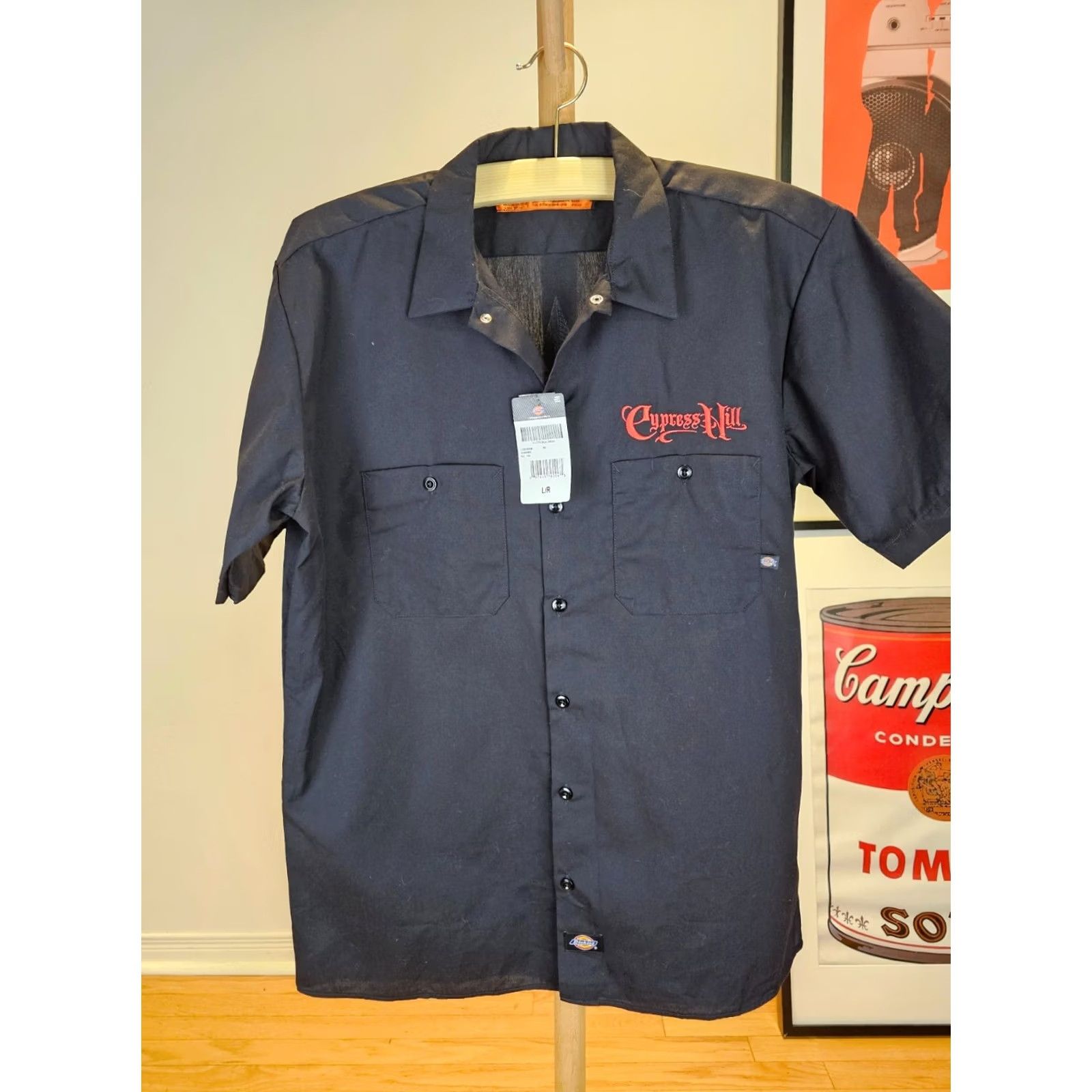 Dickies VINTAGE Dickies 90's CYPRESS HILL HIP HOP WORK SHIRT SZ LARGE Mens Short Sleeve Black Cotton Button-Up Regular Size L Size US L / EU 52-54 / 3 - 3 Thumbnail
