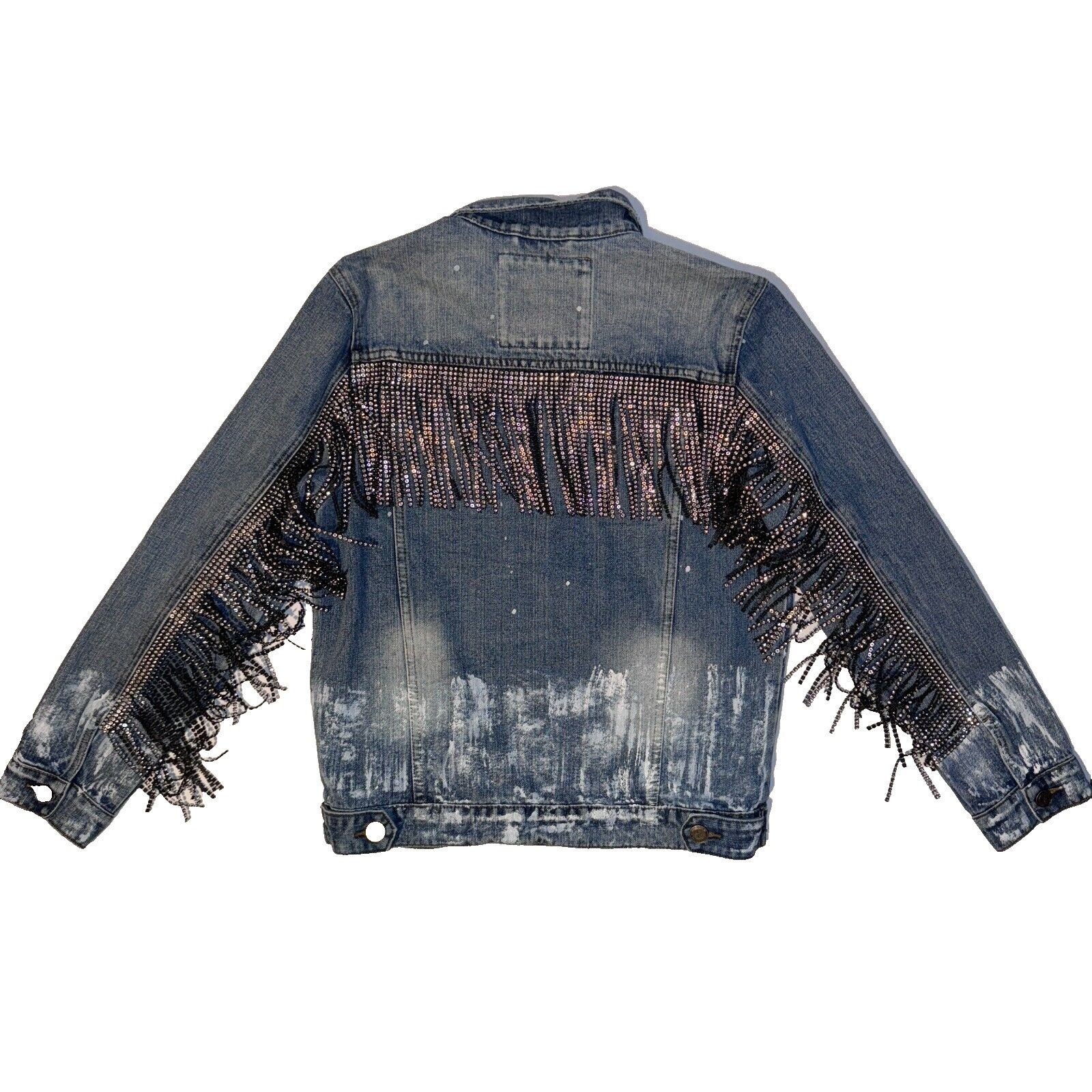 Reason Reasons Denim Cowgirl Jacket - M - Rhinestone Tassel Paint S Size M / US 6-8 / IT 42-44 - 8 Thumbnail
