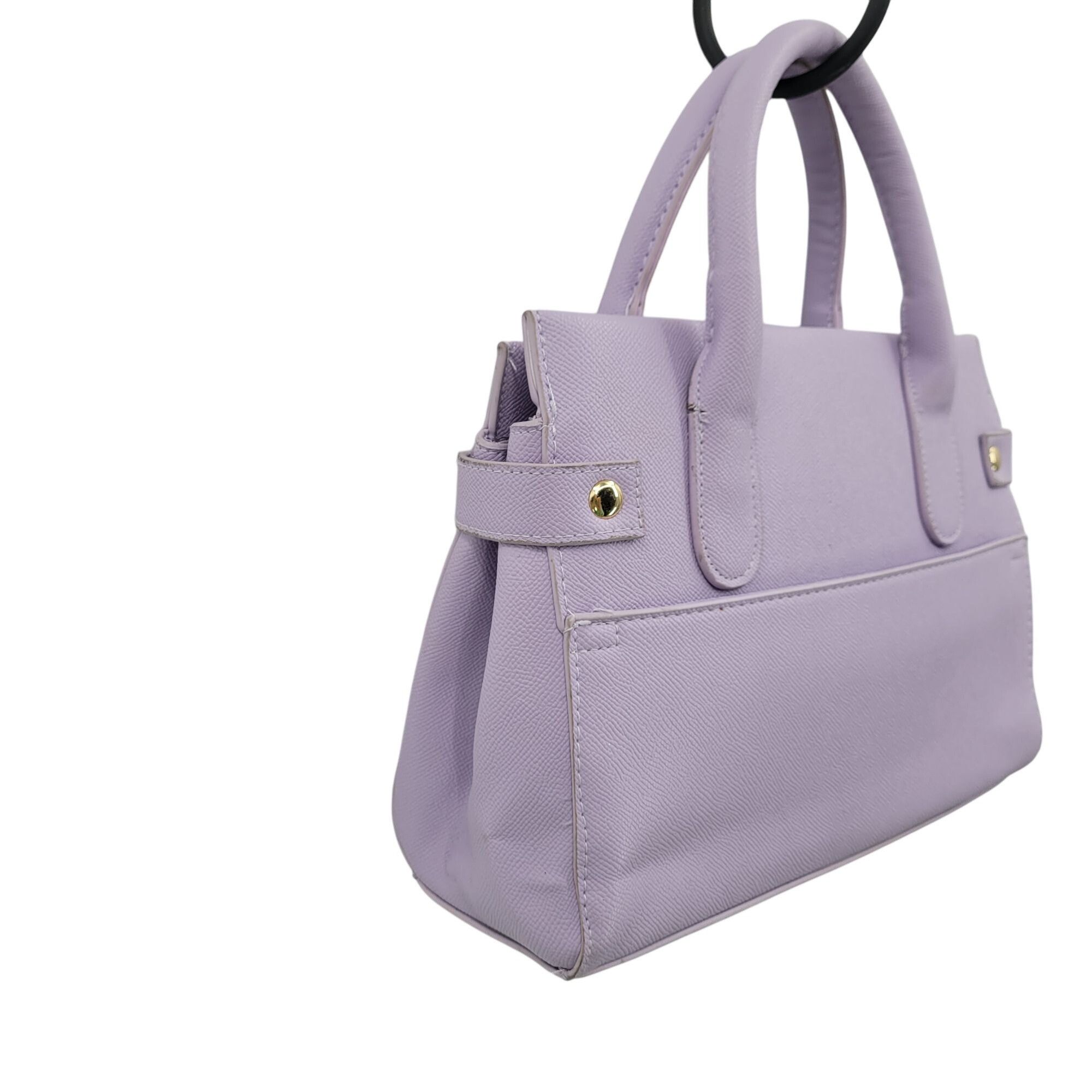 Bebe Womens Vegan Evie Satchel Bag Lilac Pastel Purple Faux
