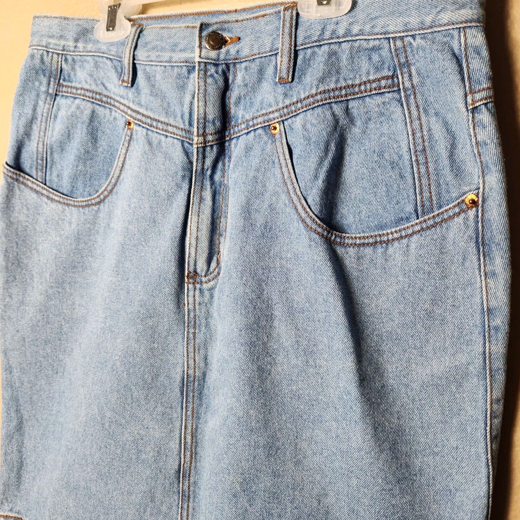 Vintage VINTAGE Gitano Skirt Jeans Yoked Light Wash Above Knee Length 16 Women Size 38" / US 16 / IT 52 - 2 Thumbnail