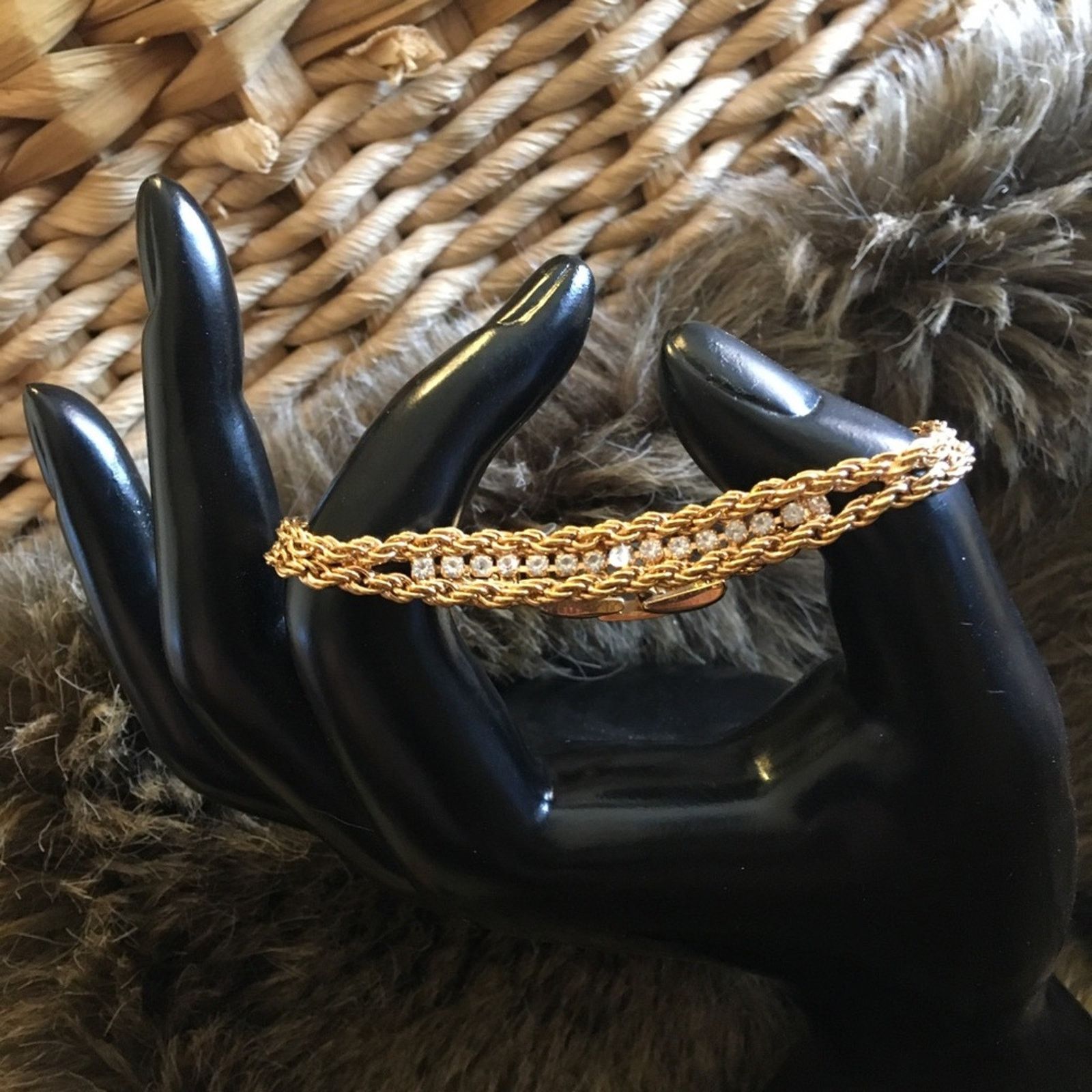 Vintage Vintage 70s double rope chain rhinestone bracelet Size ONE SIZE - 1 Thumbnail