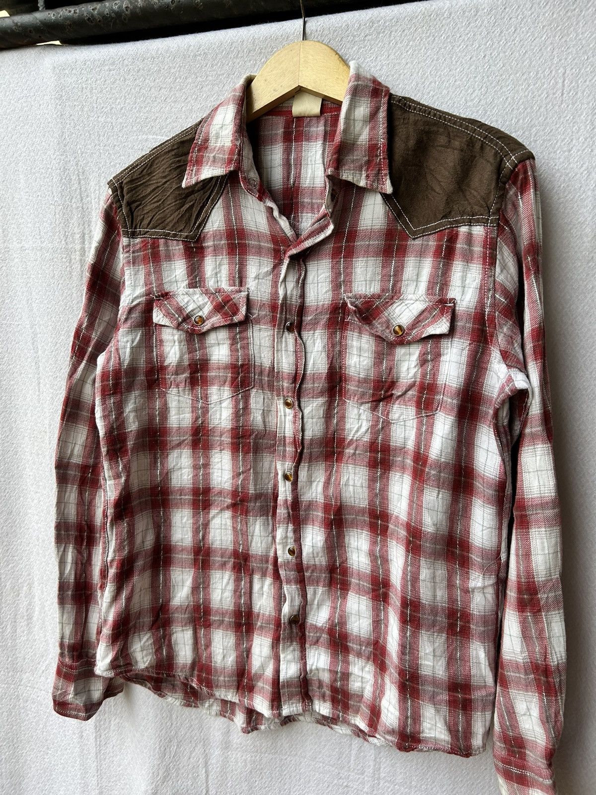 Japanese Brand 💸BINDINGOFFER💸 Pluvious japanese style plaid bottom up shirt Size US M / EU 48-50 / 2 - 4 Thumbnail