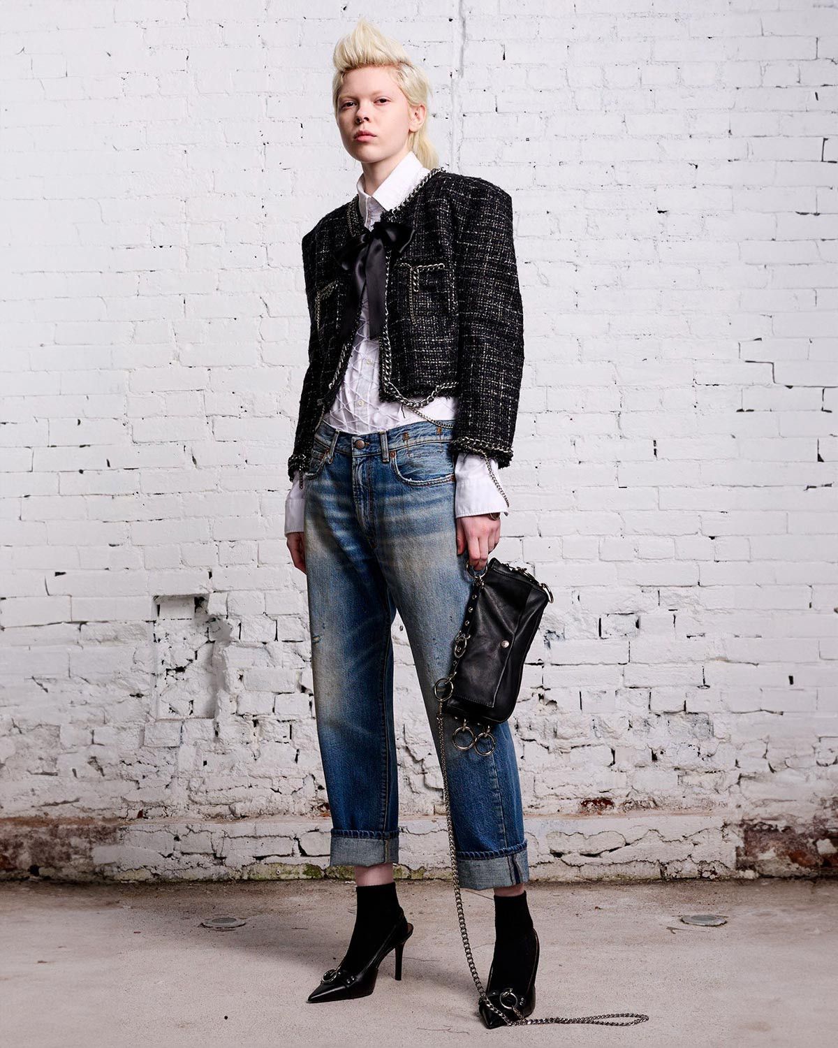 R13 Square Shoulder Tweed Jacket. Medium Size M / US 6-8 / IT 42-44 - 3 Thumbnail