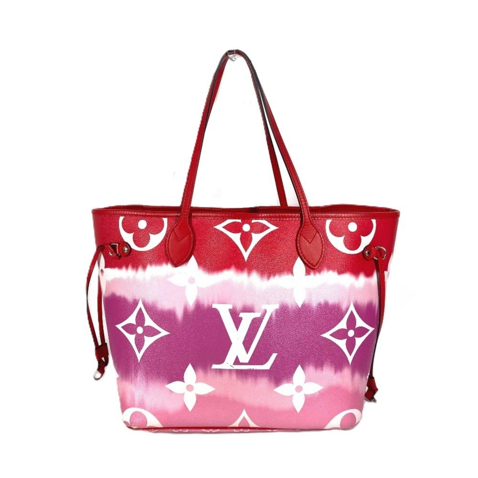 Louis Vuitton M45127 Monogram Escar Neverfull Mm Shoulder Bag Tote Canvas Women's Red in Pink