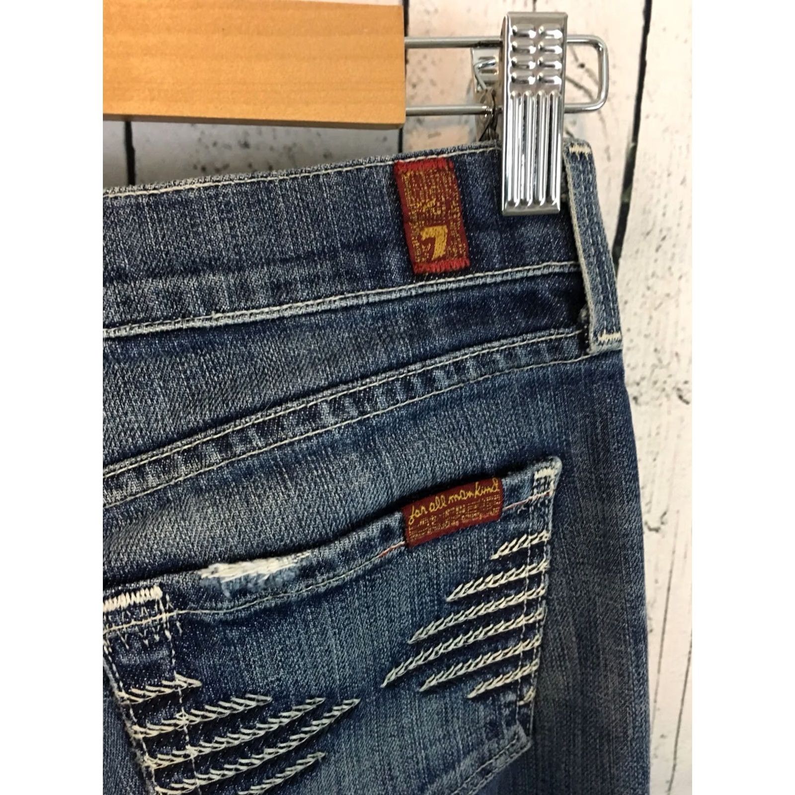 7 For All Mankind VINTAGE 7 For All Mankind 7FAM Jeans Boots Cut Colette Distressed Bootcut Medium Wash 26 Blue Women Size 26" / US 2 / IT 38 - 4 Thumbnail