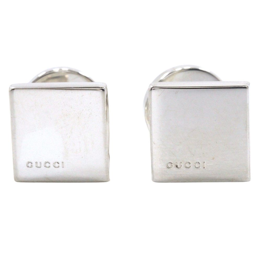 Gucci Gucci Gucci Square Logo Silver 925 Cufflinks Metal Cufflinks DUTY FREE for USA Size ONE SIZE - 1 Thumbnail