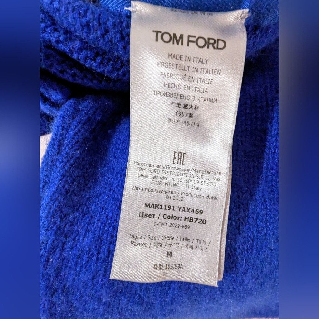 Tom Ford Tom Ford Royal Blue Cashmere Sweater With Zipper Detailing Size L / US 10 / IT 46 - 11 Thumbnail