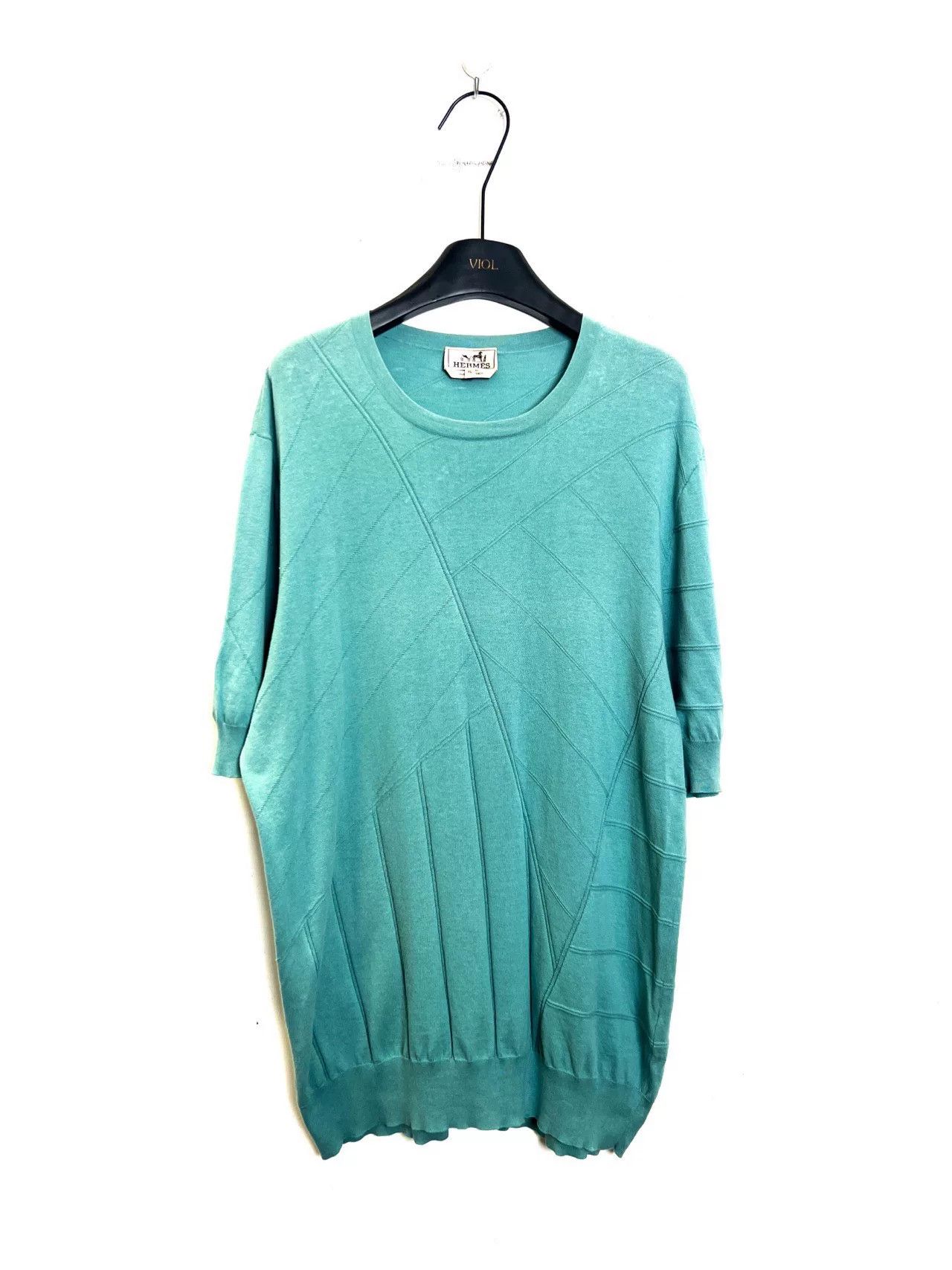 Hermes Hermès Green Knit Striped Short Sleeve Size US XL / EU 56 / 4 - 1 Thumbnail