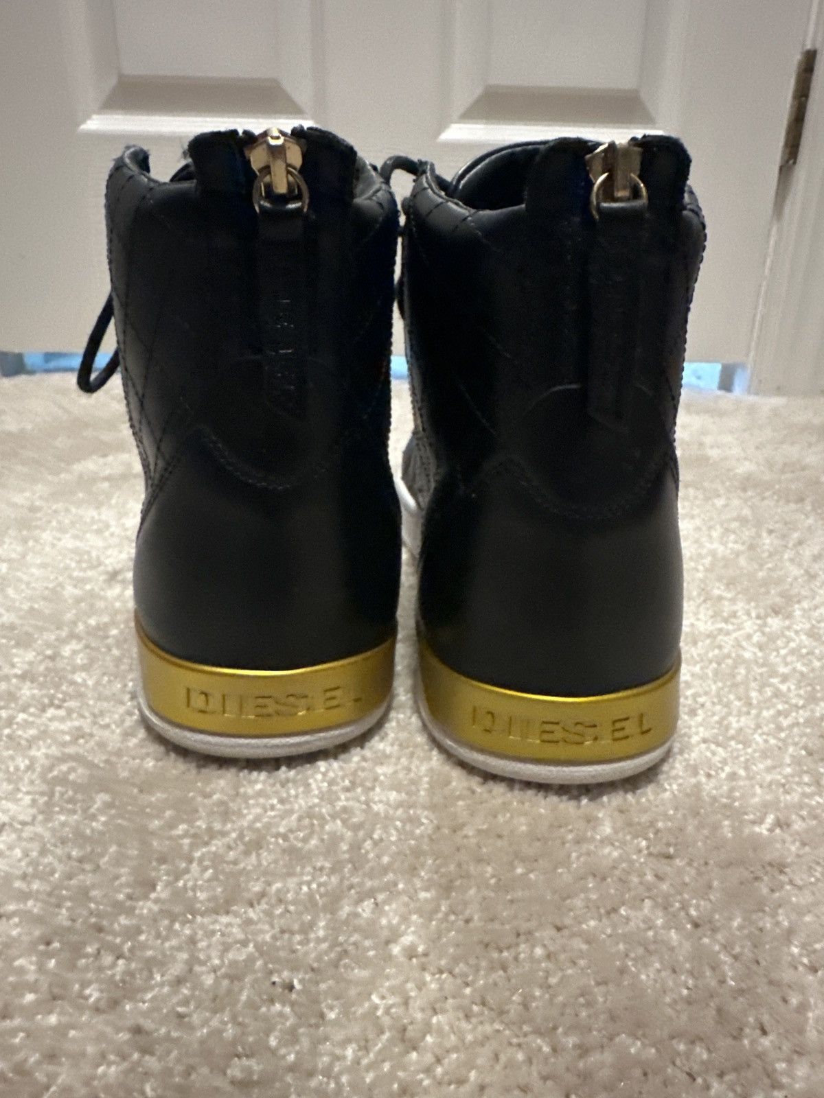 Diesel Diesel Diamond Black Leather High Tops Size US 12 / EU 45 - 3 Thumbnail