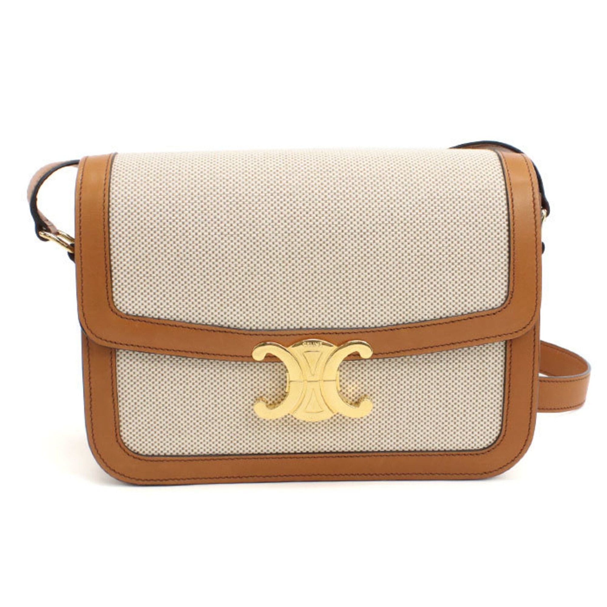 Celine CELINE Triomphe Crossbody Shoulder Bag for Women, Ivory Size ONE SIZE - 1 Thumbnail
