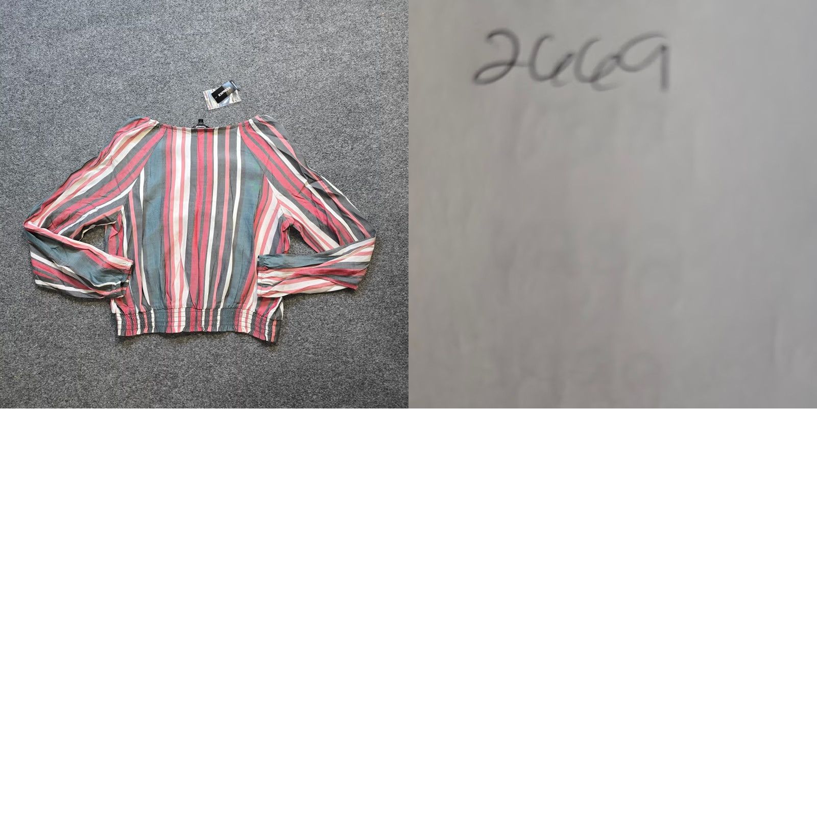Express Express Top Womens Size S Gray Red Stripe Cropped Long Sleeve Blouse Size S / US 4 / IT 40 - 8 Thumbnail