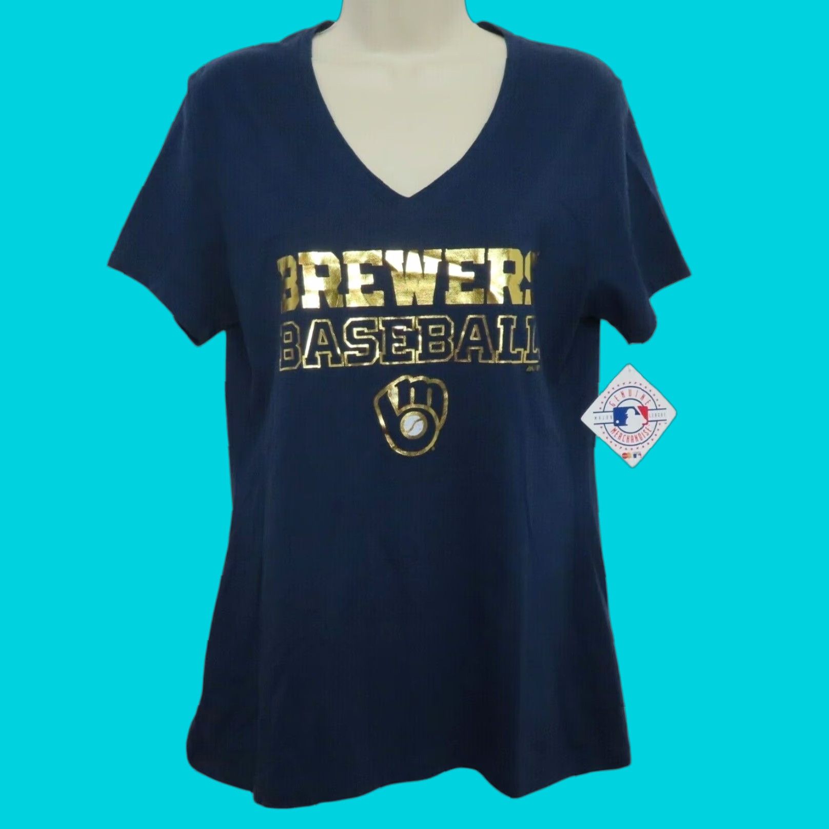 Vintage Majestic Womens Medium Milwaukee Brewers Baseball Short Sleeve T Shirt Top NEW Size M / US 6-8 / IT 42-44 - 1 Thumbnail