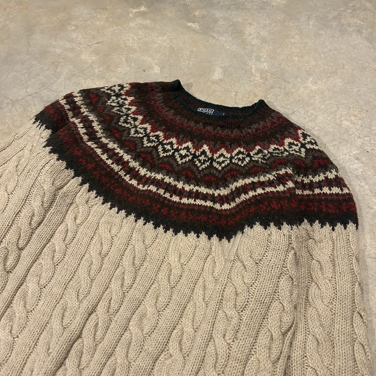 Polo Ralph Lauren × Vintage Rare Vintage 90s Polo Ralph Lauren Cable Knit Sweater Size US L / EU 52-54 / 3 - 4 Thumbnail