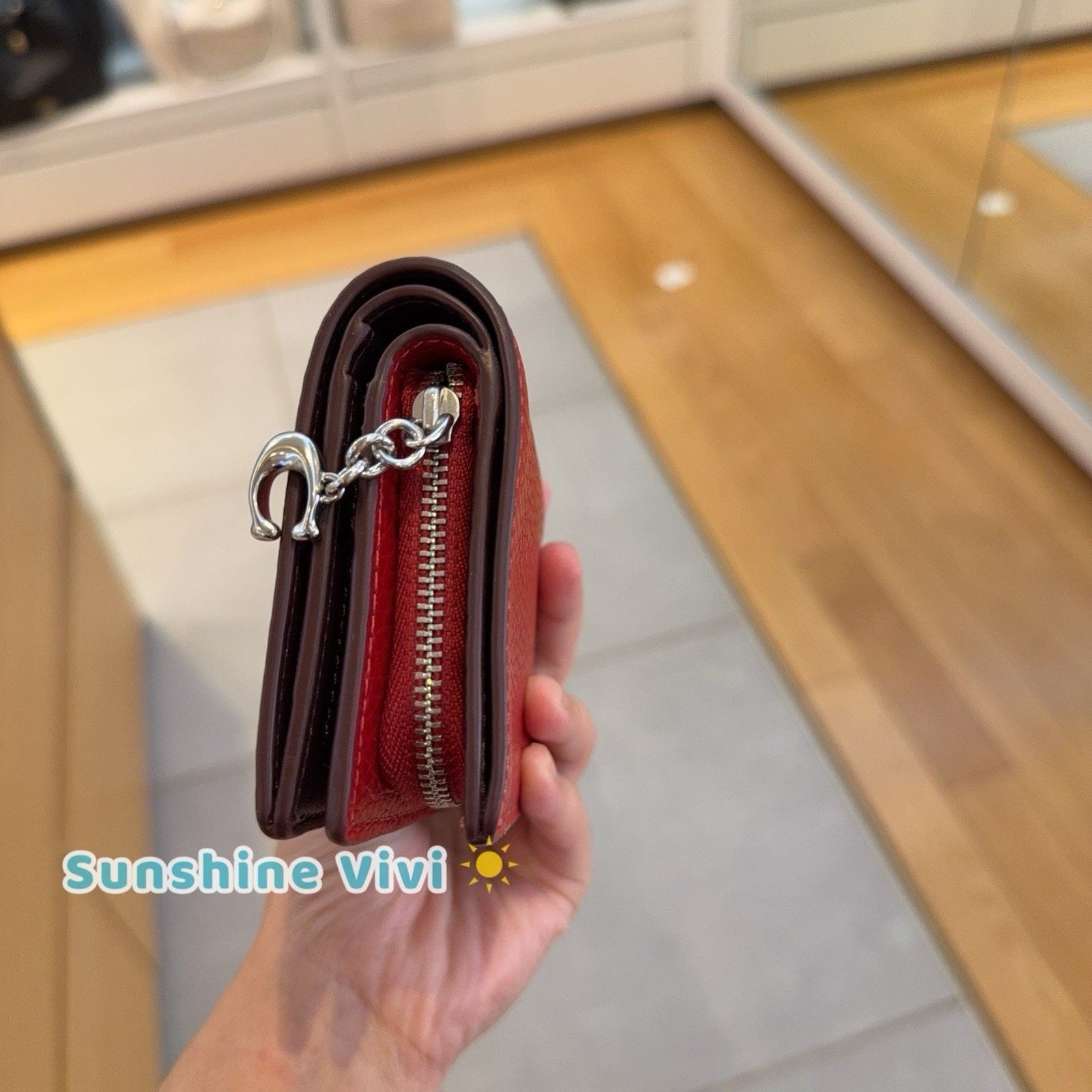 Coach NWT Coach Snap Wallet leather CBO77 SV/DARK CARDINAL Size ONE SIZE - 5 Thumbnail