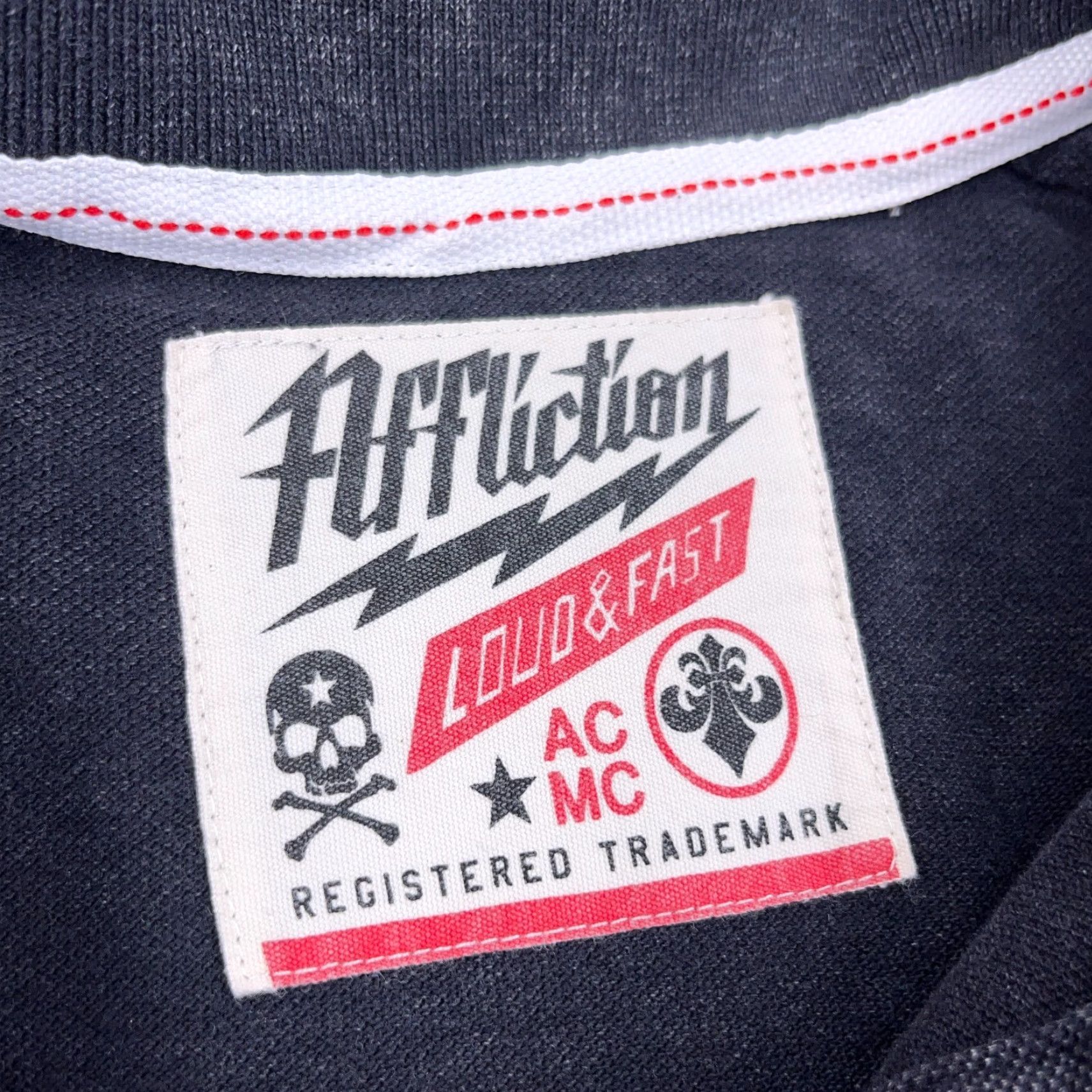 Affliction Affliction Polo Shirt Men XL Black Loud & Fast Racing Patch Faded Retro Adult Size US XL / EU 56 / 4 - 3 Thumbnail