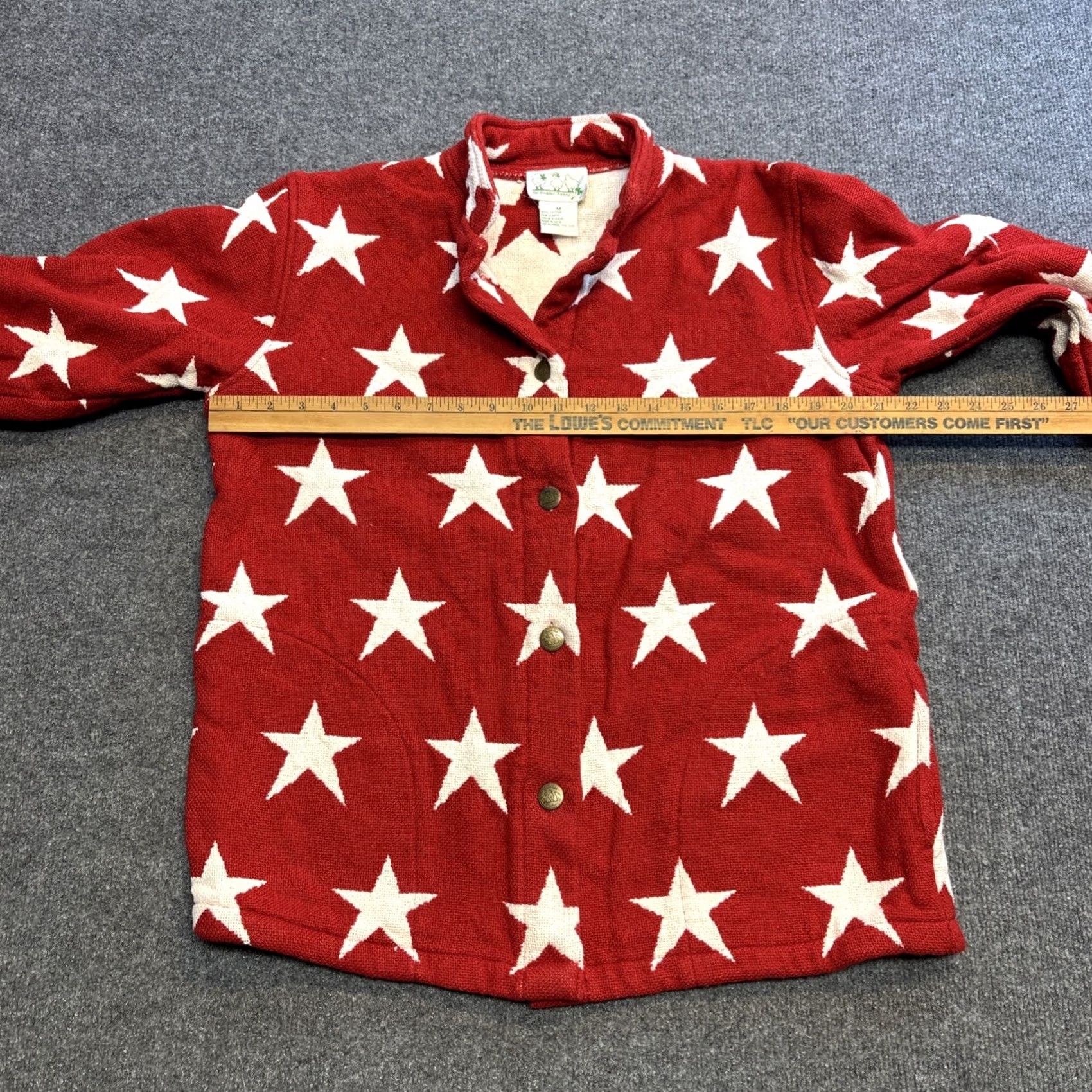 Quacker Factory VINTAGE Quacker Factory Sweater Cardigan Womens Med Red White Stars Flag 90s USA Men/Women Size M / US 6-8 / IT 42-44 - 4 Thumbnail