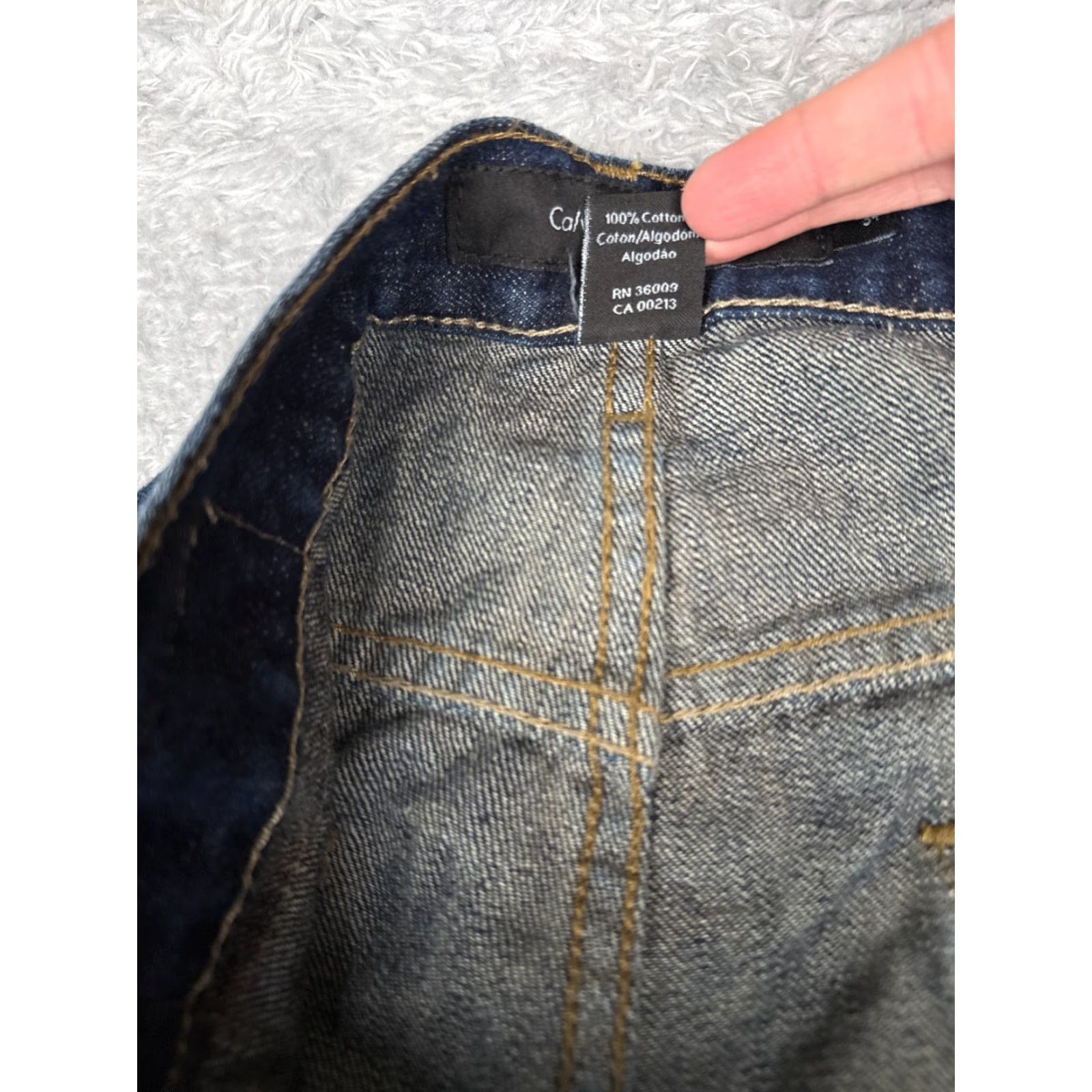 Calvin Klein Calvin Klein Jeans Men 34x33 Blue Denim Slim Straight Zip Fly Dark Cotton Blend Size US 34 / EU 50 - 7 Thumbnail