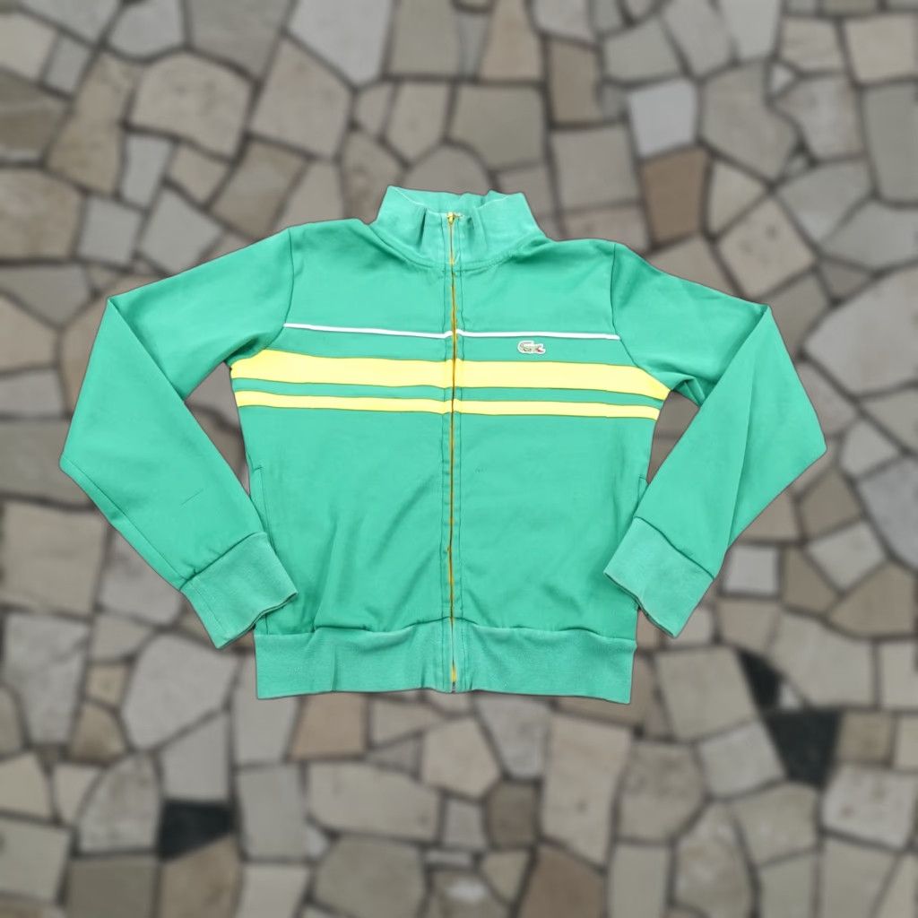Lacoste VINTAGE Lacoste Jacket Womens 6 Green Yellow Track Coat Croc Logo Zip Up Italy Size M / US 6-8 / IT 42-44 - 1 Thumbnail