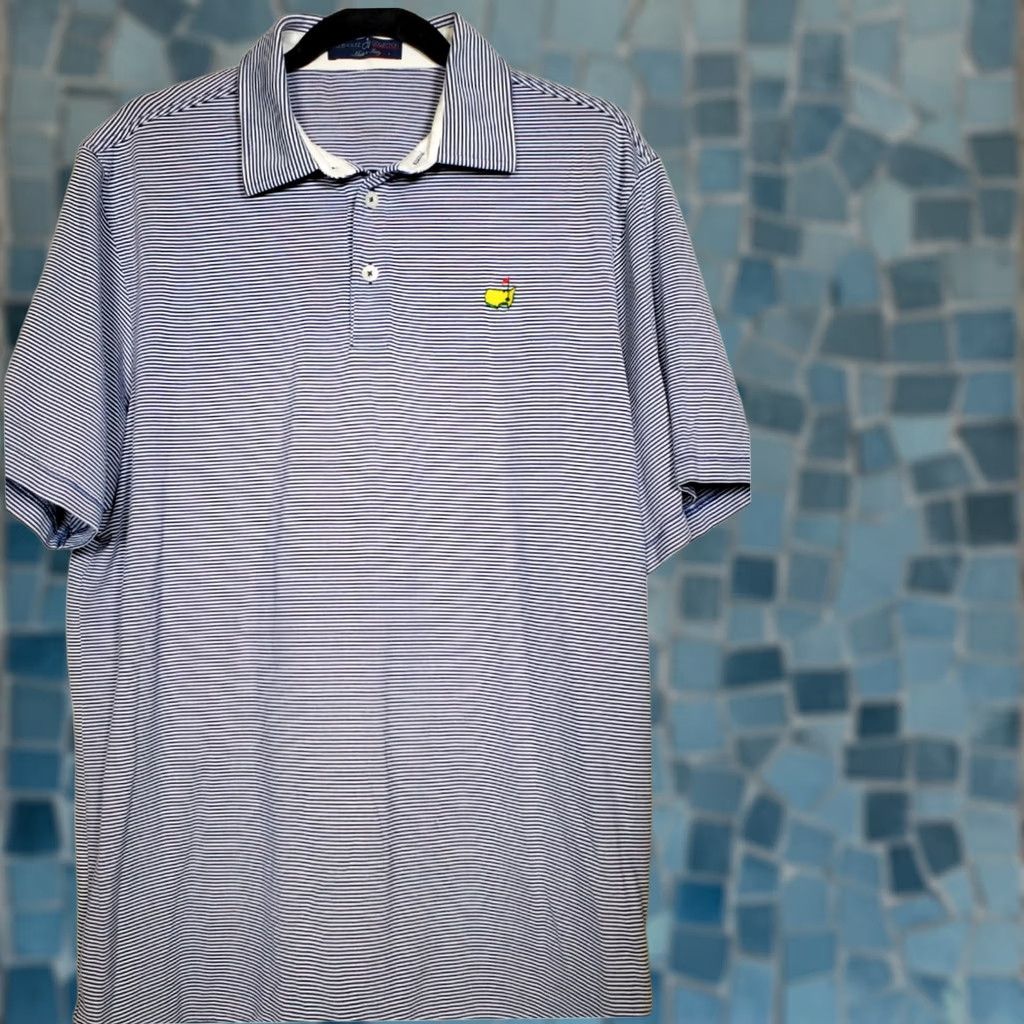 Vintage VINTAGE Masters Clubhouse Collection Tight Stripe Performance Golf Shirt Italy Men's L Size US L / EU 52-54 / 3 - 1 Thumbnail