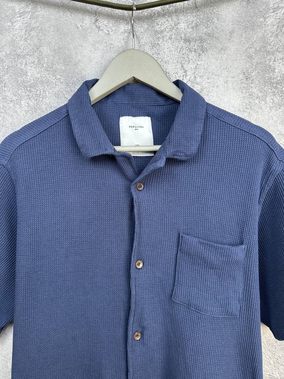 Percival Percival Cuban Collar Waffle Shirt Navy Short Sleeve Size US XXL / EU 58 / 5 - 4 Thumbnail
