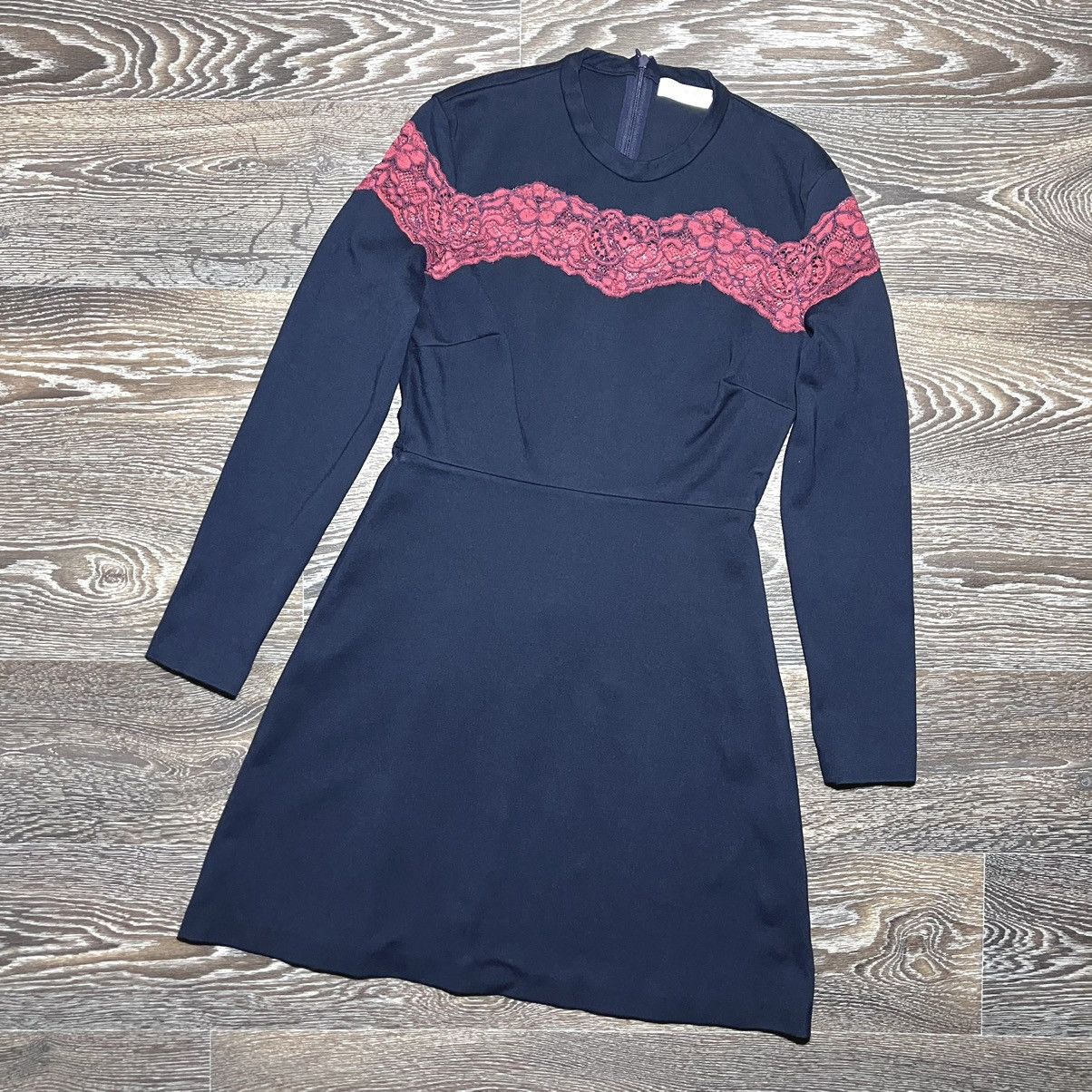 Sandro SANDRO Paris Color Lace Insets Viscose Longsleeve Dress Size S / US 4 / IT 40 - 1 Thumbnail