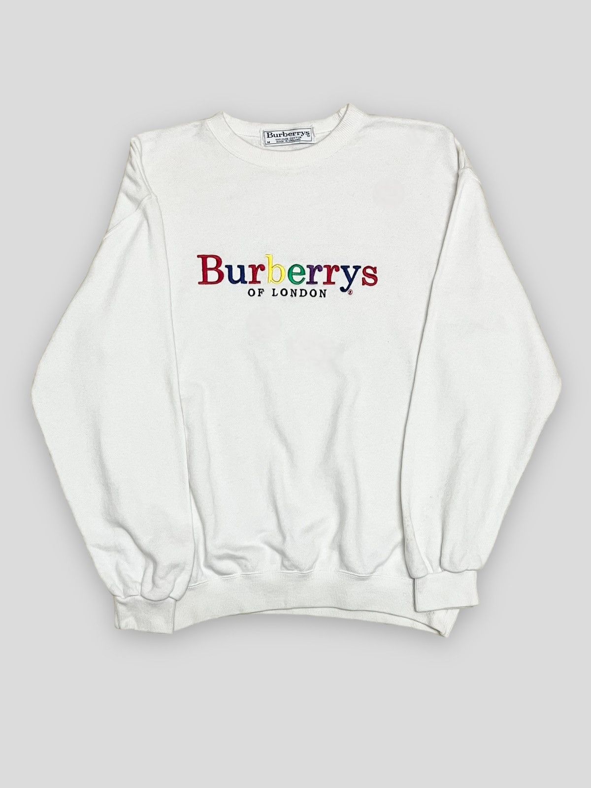 image of Grail Send Offer Vintage Designer Burberrys Of London Sweasthirt in White, Men's (Size Medium)