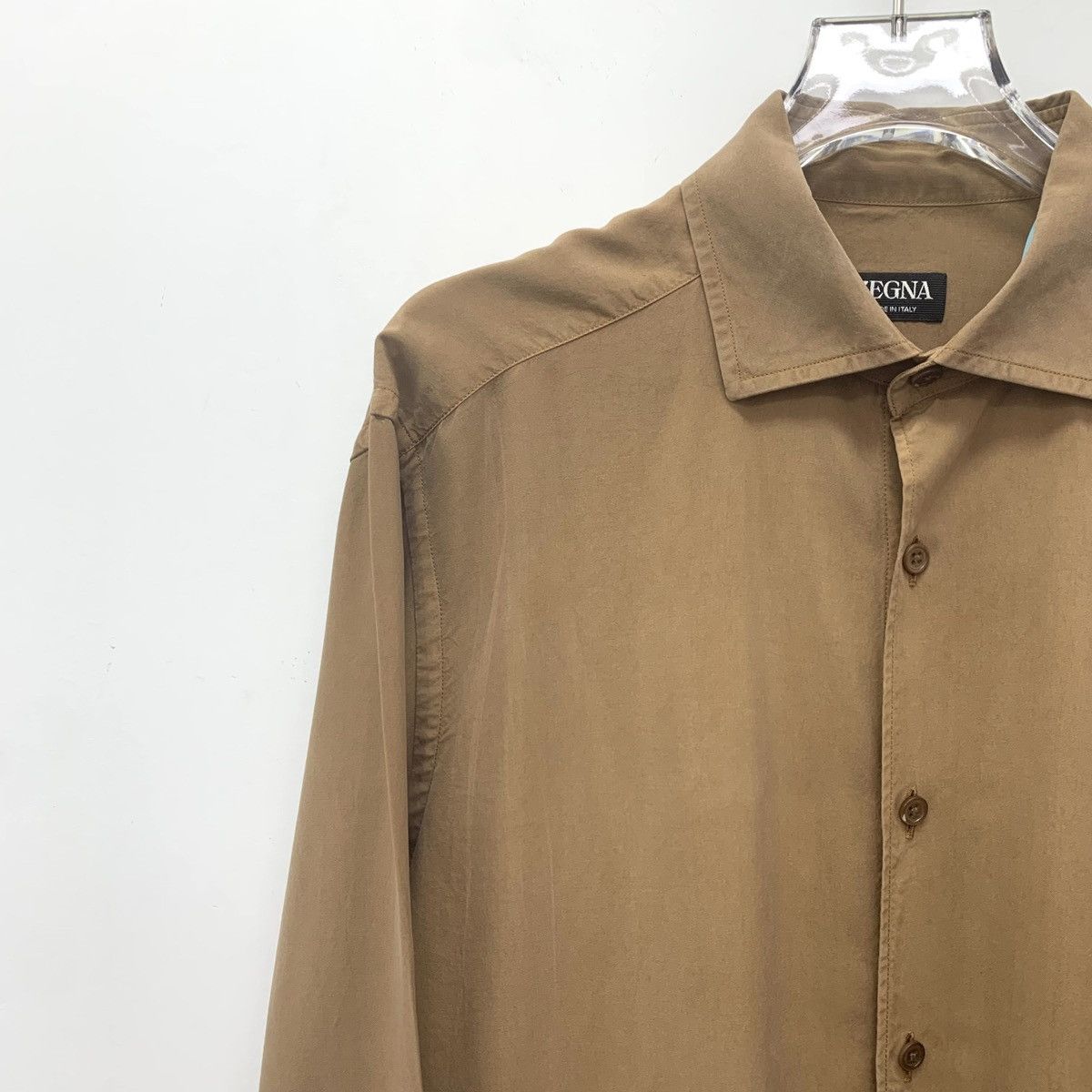 Z Zegna Zegna Brown Silk Long Sleeve Shirt K26WX Size US M / EU 48-50 / 2 - 3 Thumbnail
