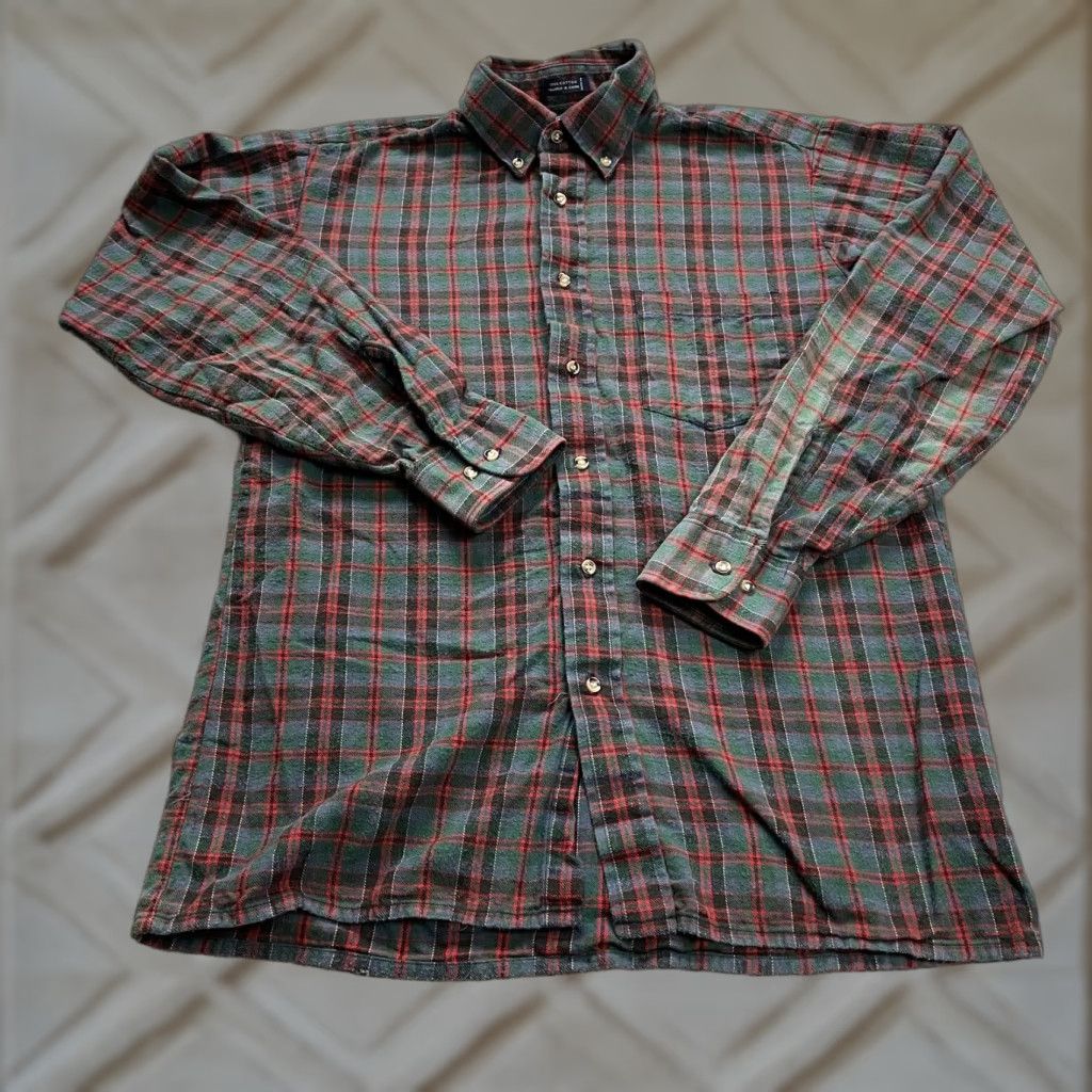 Van Heusen Van Heusen Shirt Men Medium Multicolor Plaid Flannel Long Sleeve Button-Down Casual Cotton Mens Size US M / EU 48-50 / 2 - 1 Thumbnail