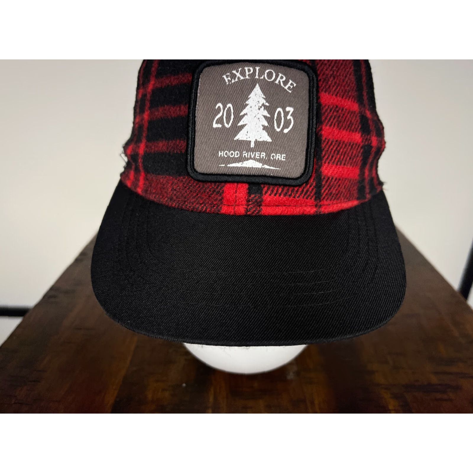 Walmart Explore Hood River Hat Cap Trucker Red Plaid One Size Poly Polyester Hat Cap Wool? Wait. Size ONE SIZE - 3 Thumbnail