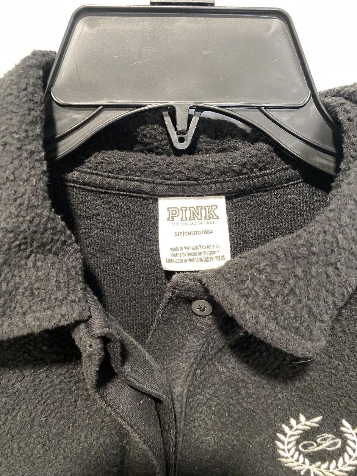 Other PINK Victoria's Secret Black Sherpa Cropped Pullover Sweatsh Size S / US 4 / IT 40 - 3 Thumbnail