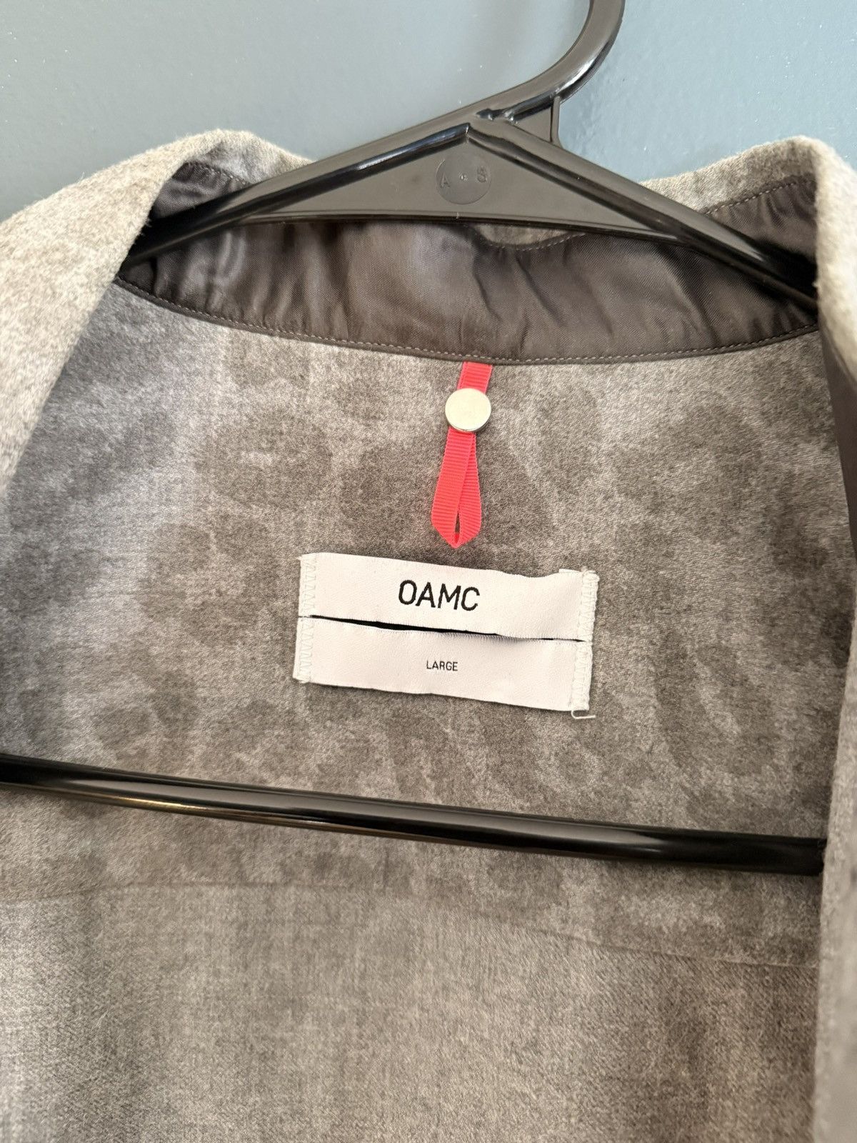 OAMC Grey leopard wool shirt with silk detailing button down Size US L / EU 52-54 / 3 - 6 Thumbnail