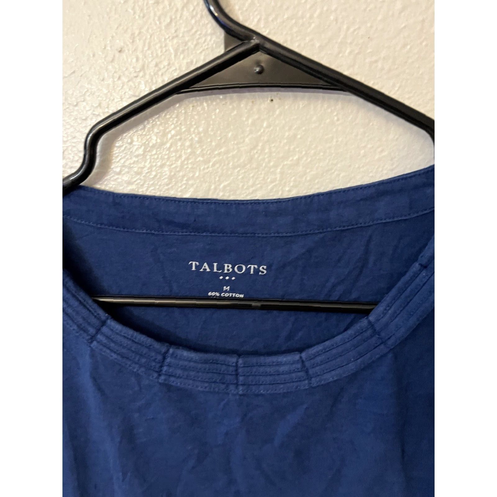 Talbots Talbots T Shirt Women Medium Blue Solid Short Sleeve Cotton Pullover Round Neck Size M / US 6-8 / IT 42-44 - 3 Thumbnail