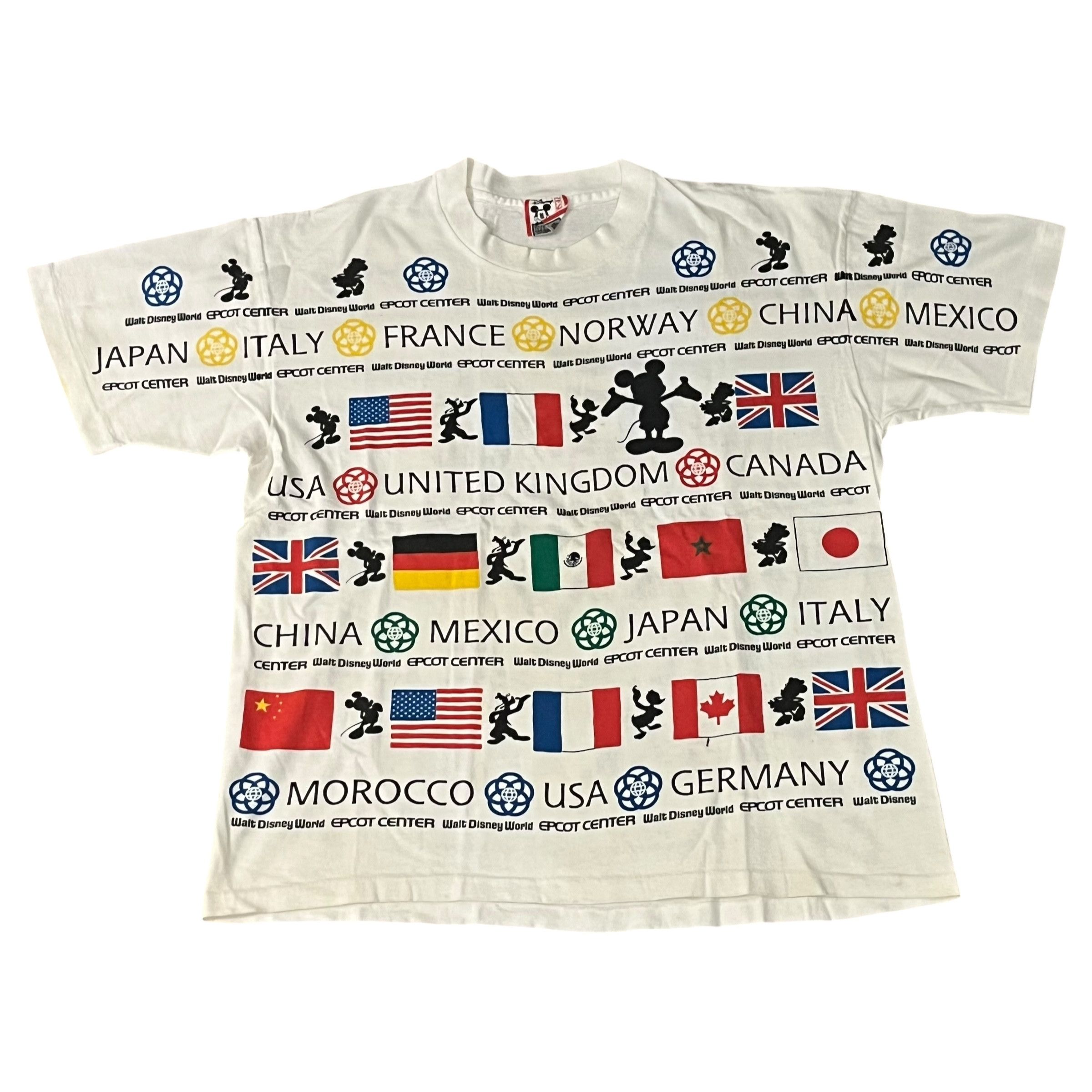 Disney VINTAGE Disney Designs EPCOT Flags of the World T Shirt Size US XL / EU 56 / 4 - 1 Thumbnail