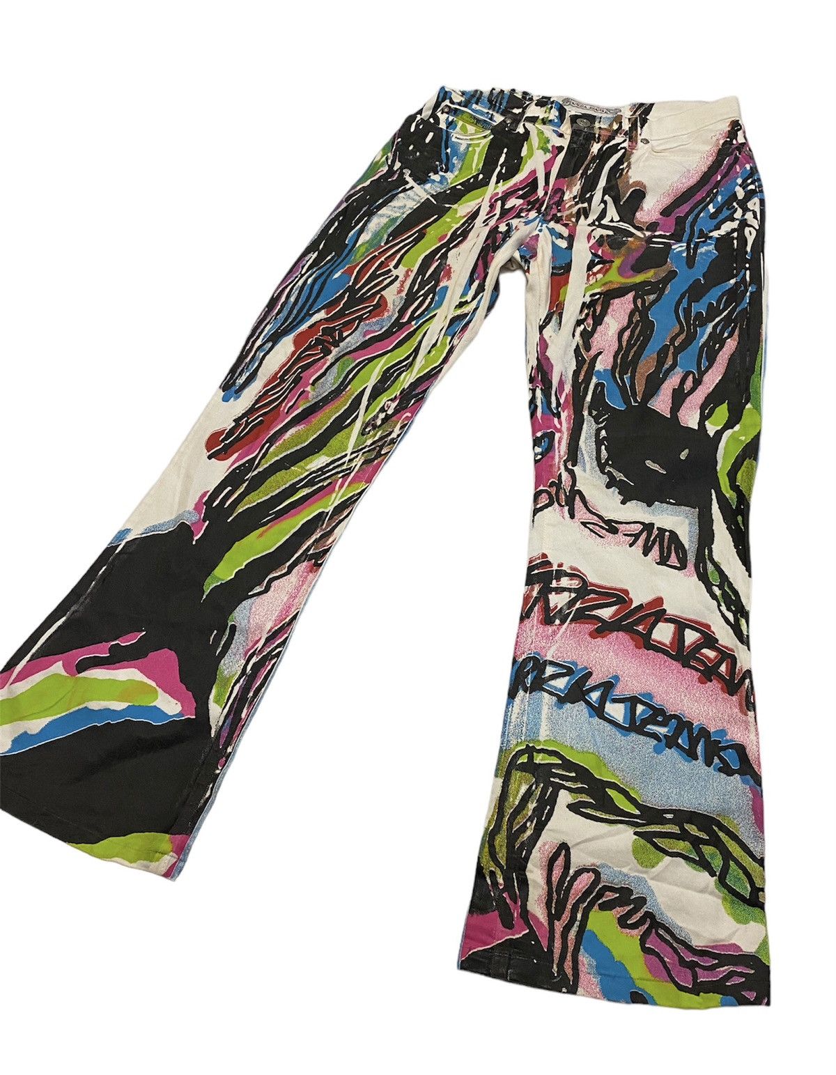 If Six Was Nine Krizia 💰💰 SICK!! RARE trousers Flared FULLPRINT Size US 29 - 4 Thumbnail