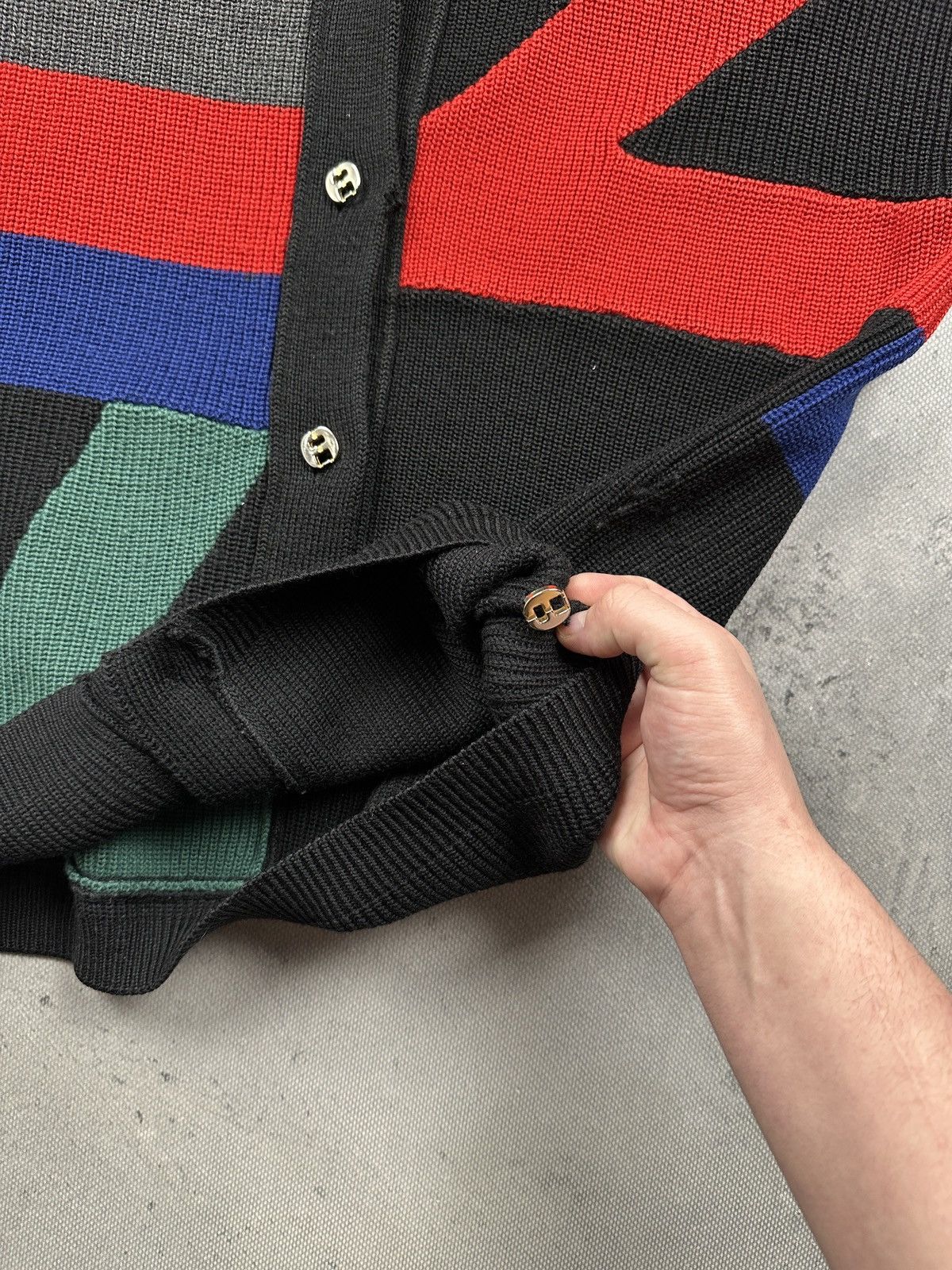 Salvatore Ferragamo Salvatore Ferragamo Geometric Wool Cardigan Archive Italy Size S / US 4 / IT 40 - 12 Thumbnail