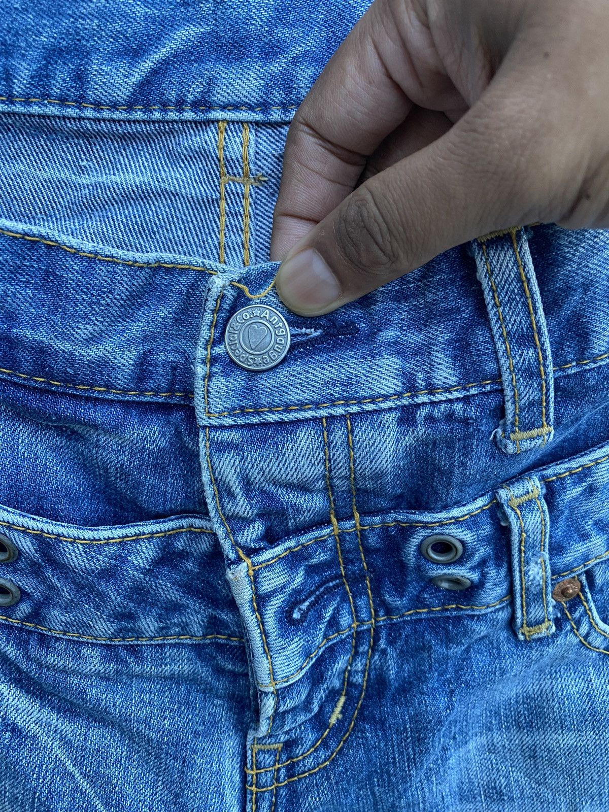 Japanese Brand Sick Crazy 🔥 Vintage Y2K Ant gauge Double Waisted Jeans Size US 33 - 7 Thumbnail