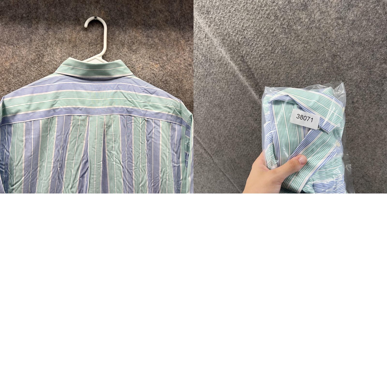Brooks Brothers Brooks Brothers Shirt Mens Large Green Blue Stripe Button-Down Non-Iron Cotton Short Sleeve Pockets Size US L / EU 52-54 / 3 - 8 Thumbnail