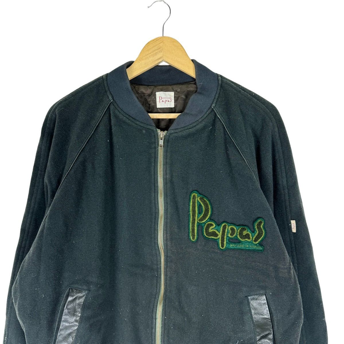 Japanese Brand ❄️PAPAS JAPAN WOOL LEATHER PART VARISTY JACKET Size US M / EU 48-50 / 2 - 3 Thumbnail