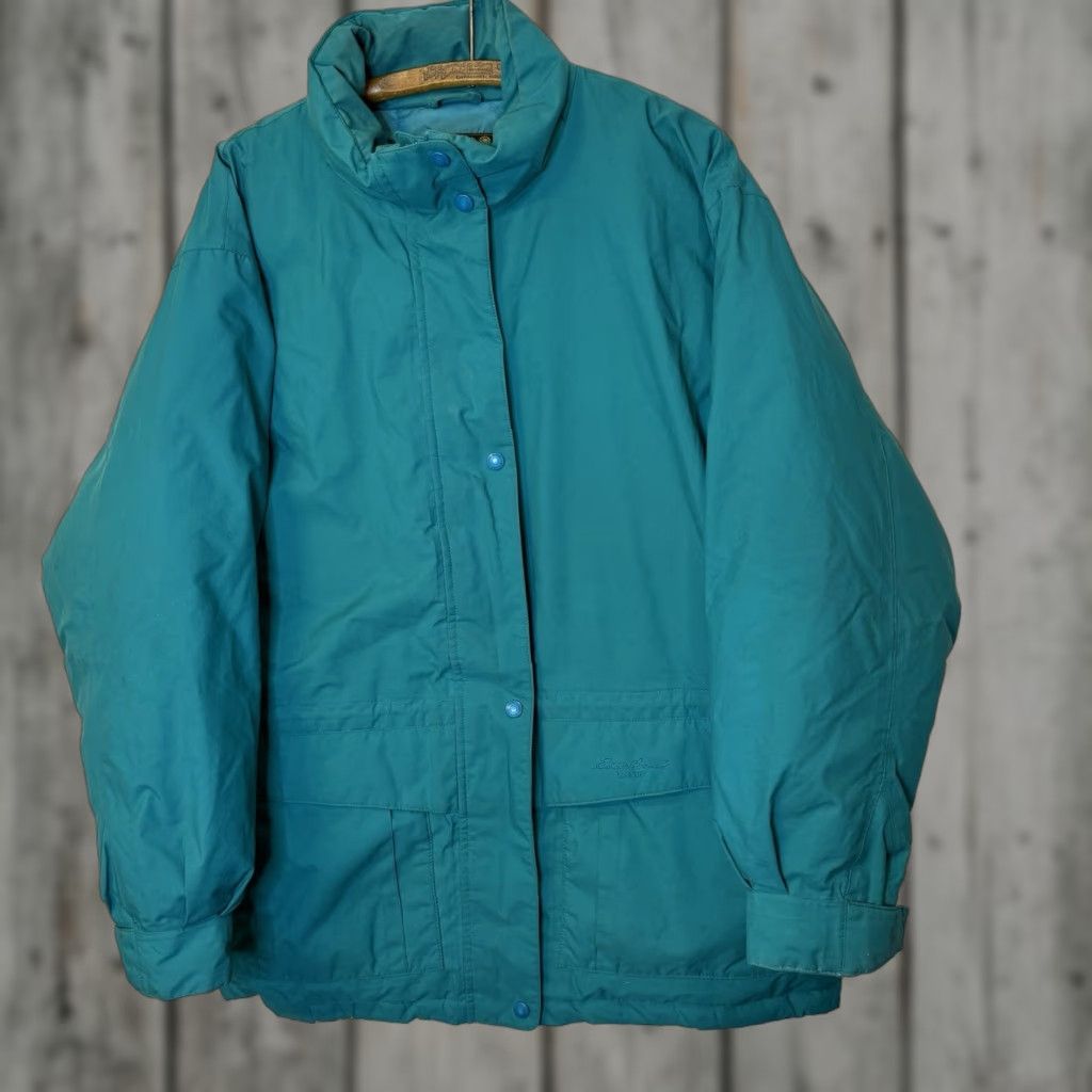 Eddie Bauer Goose Down Jacket Mens XL Green Ridgeline Parka Puffer Goretex