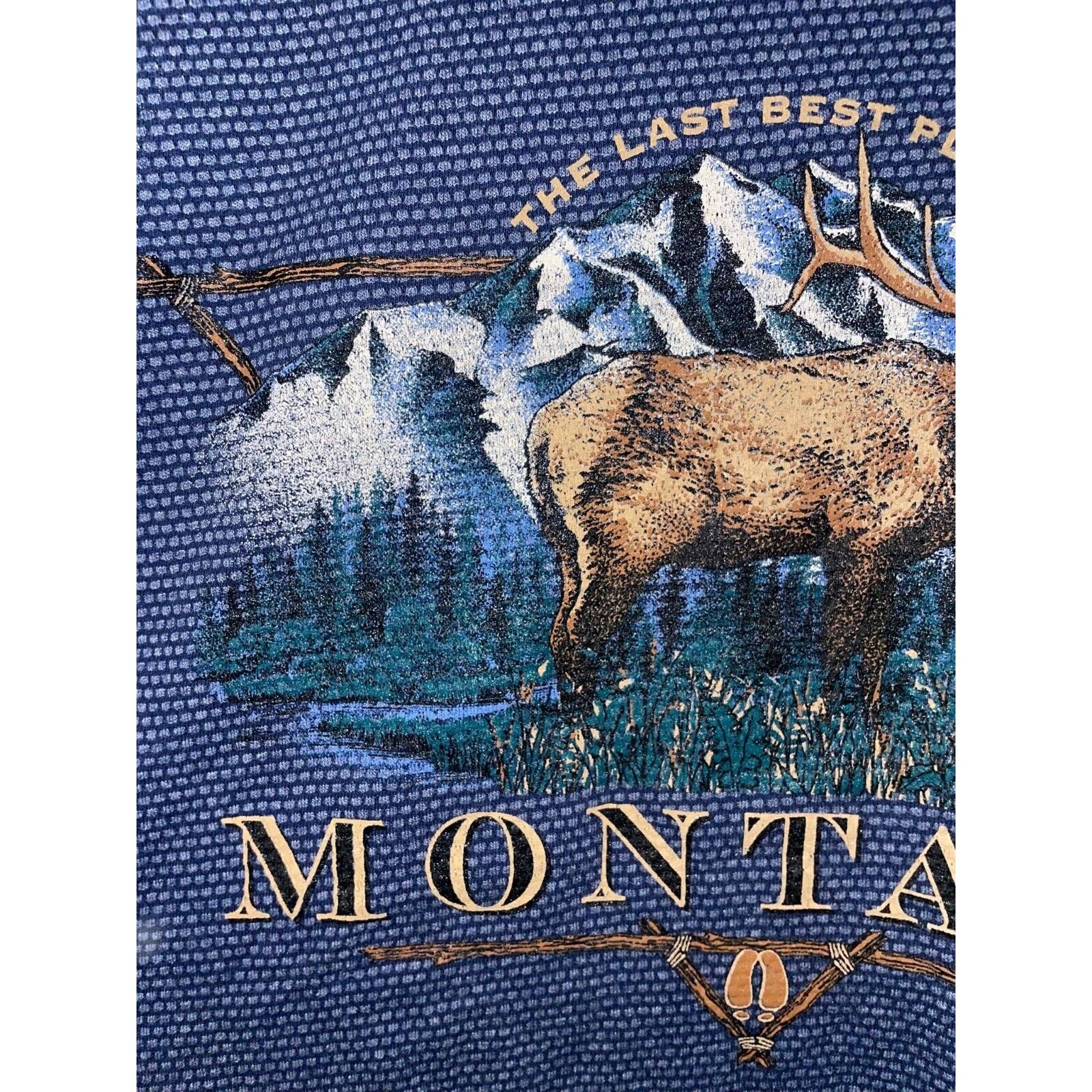 Vintage 90s Montana MT The Last Best Place Elk Animal Shirt 1990s L Size US L / EU 52-54 / 3 - 5 Thumbnail