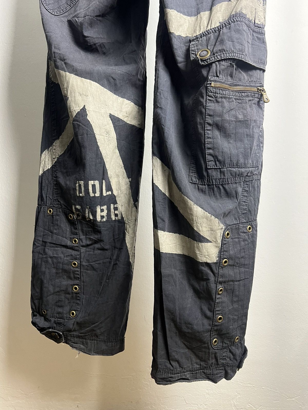 Dolce & Gabbana SS04 Dolce&Gabba Reinforced Black Painted Cargo Pants Size US 36 / EU 52 - 6 Thumbnail