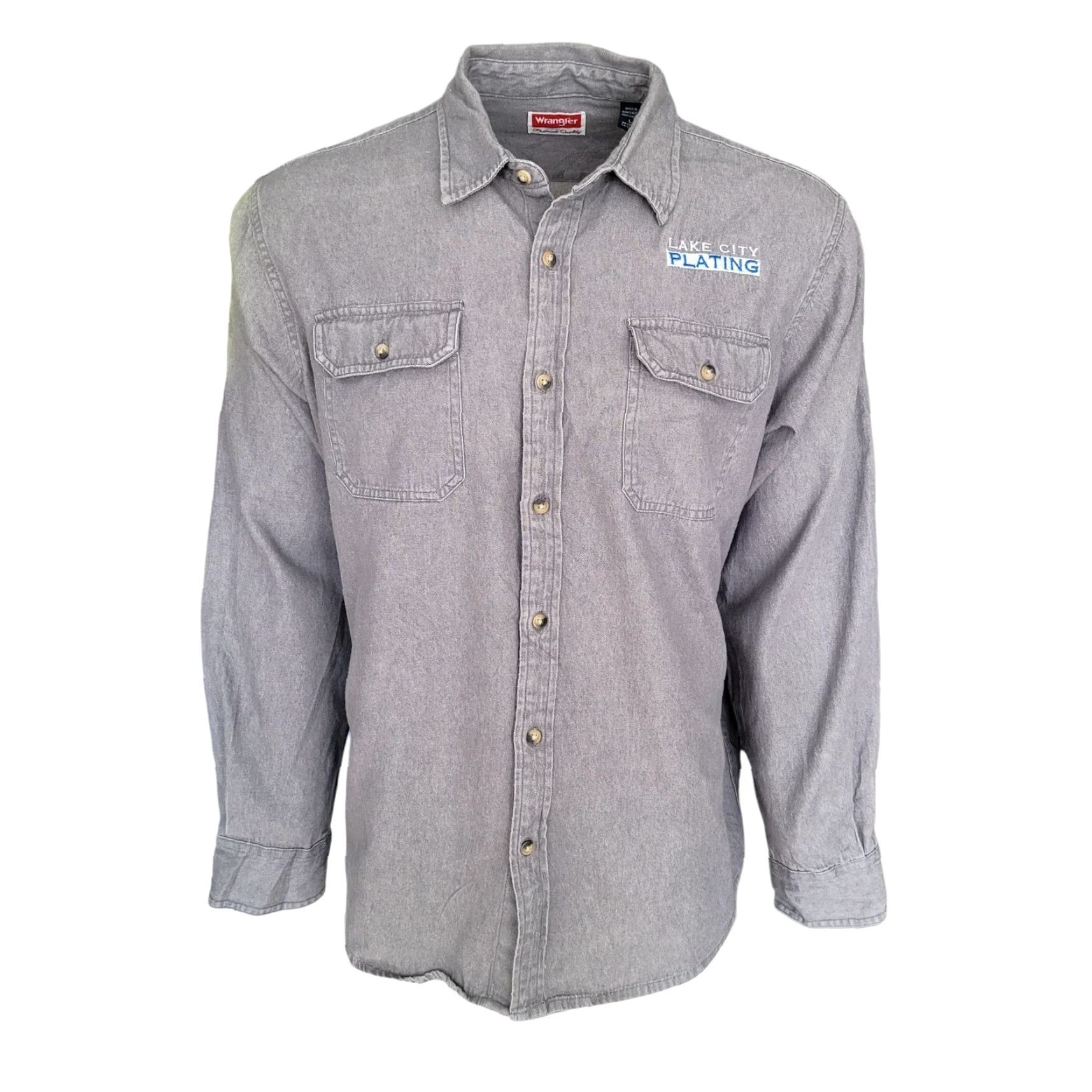 Wrangler Wrangler Work Shirt – Grey – Long Sleeve – Button-Up – Size L – Men Size US L / EU 52-54 / 3 - 2 Thumbnail