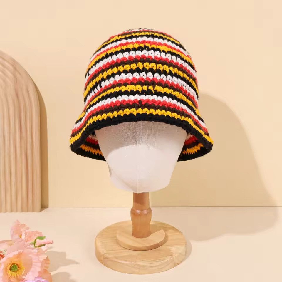 Handmade Retro Striped Handmade Knitted Hat Size ONE SIZE - 4 Thumbnail