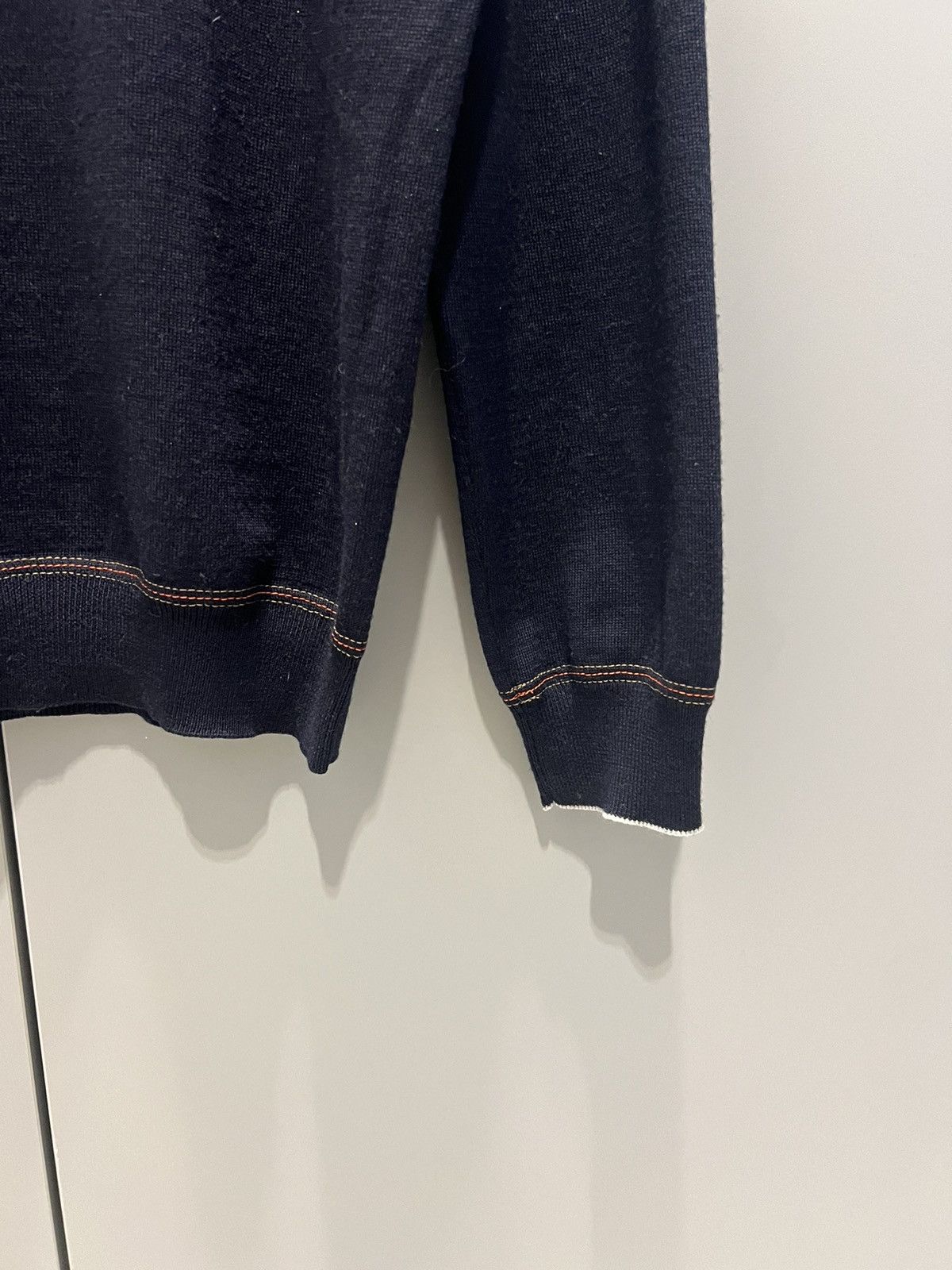 Eleventy Eleventy Decorative Stitching Sweater Blue Wool Medium Size US M / EU 48-50 / 2 - 8 Thumbnail