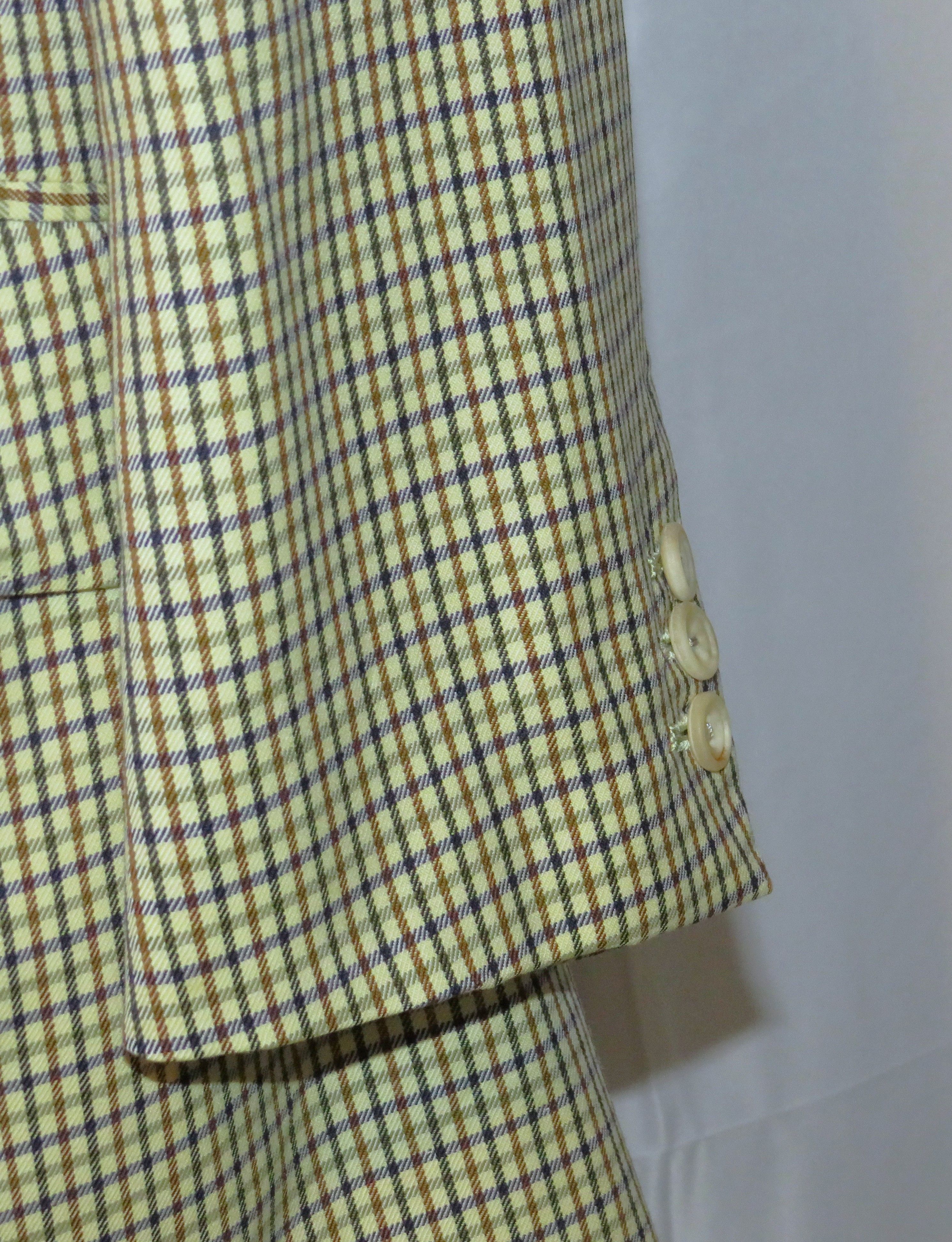 Henry Poole Savile Row Bespoke Cream Checked Two Button Sport Coat 44R Size 44R - 8 Thumbnail