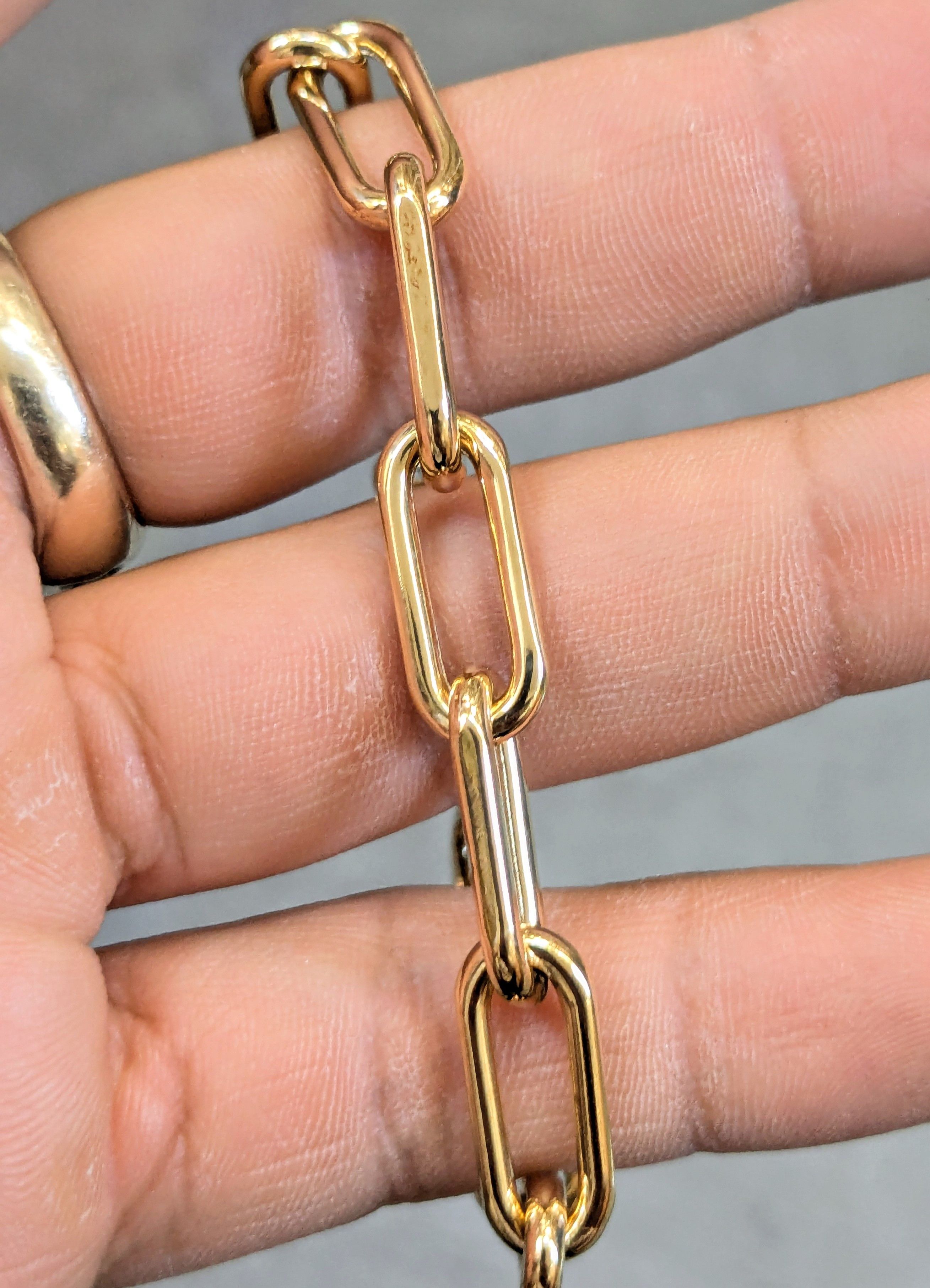 Jewelry Vintage Sterling Silver Paperclip Bracelet Gold Vermeil 7" Size ONE SIZE - 11 Thumbnail