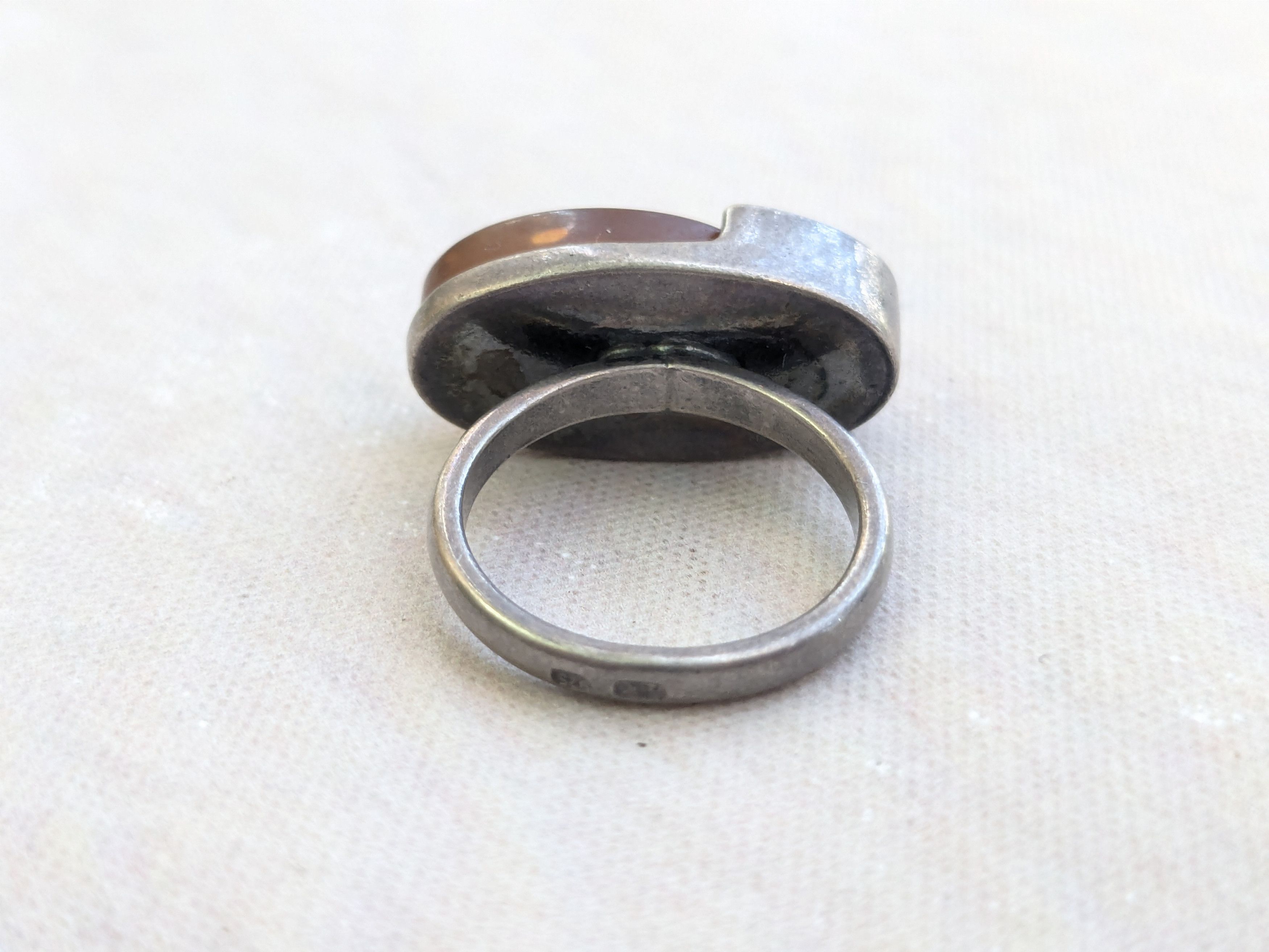 Jewelry × Vintage Vintage Sterling Silver Ring Orange Amber MCM 5.5 Size ONE SIZE - 7 Thumbnail